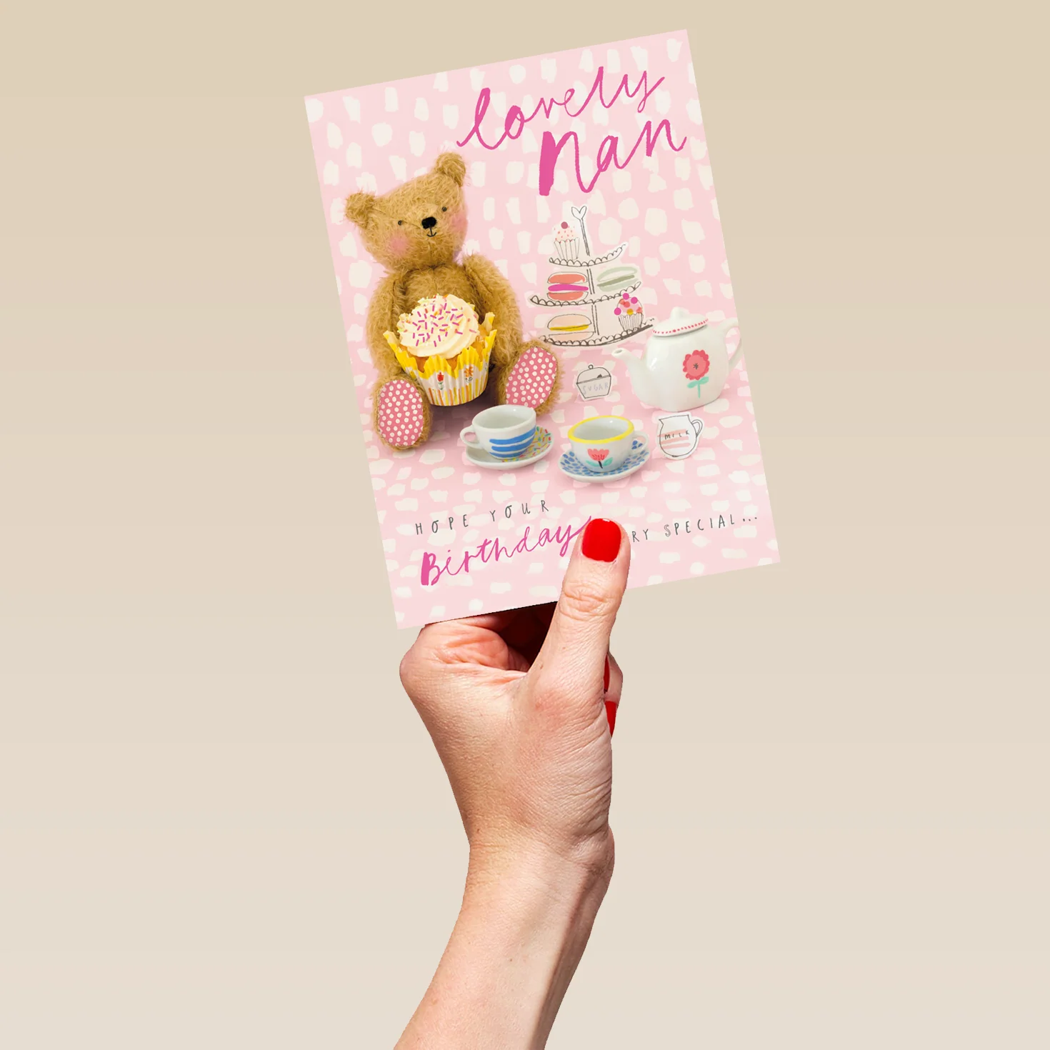 Personalised Cute Bears Tea Party Birthday Card For Nan - Image 5
