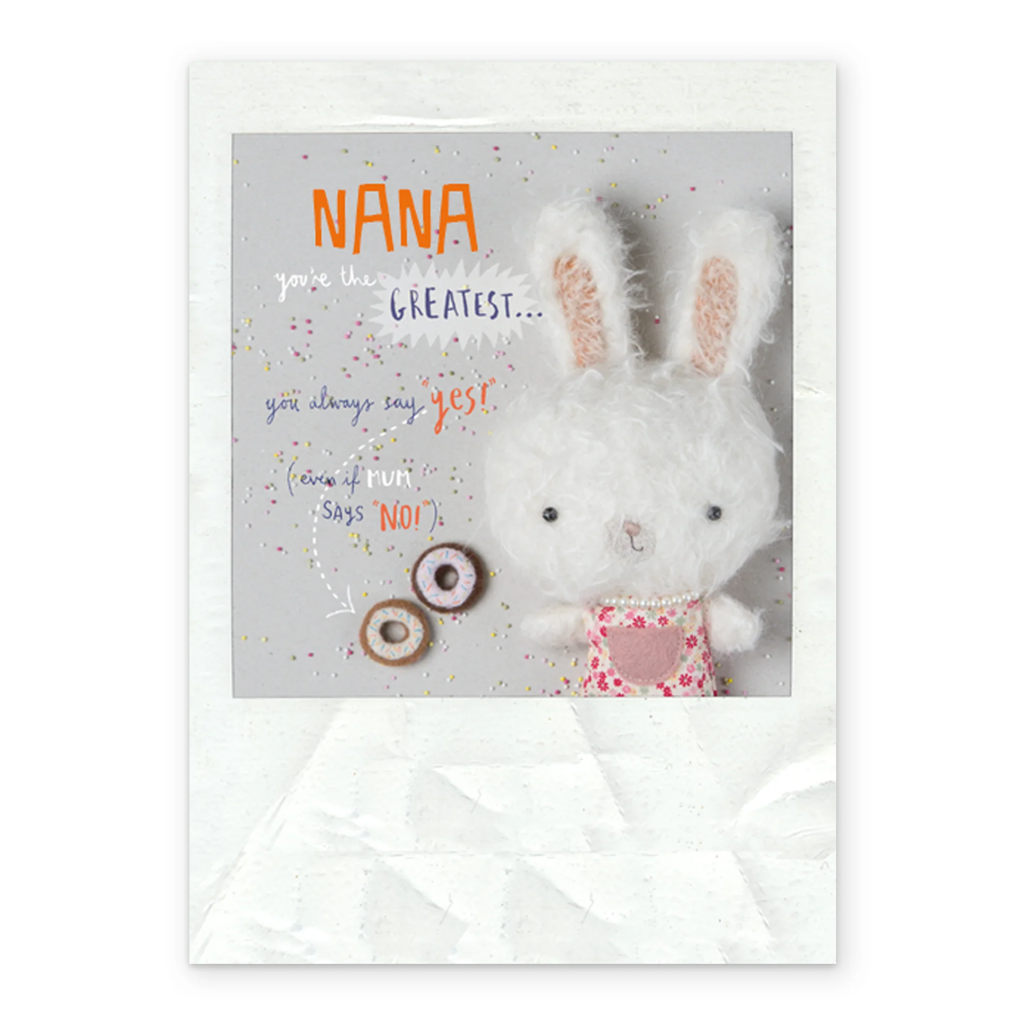 Personalised Cute Birthday Editable Fuzzy Bunny Rabbit Card For Nana - Image 2