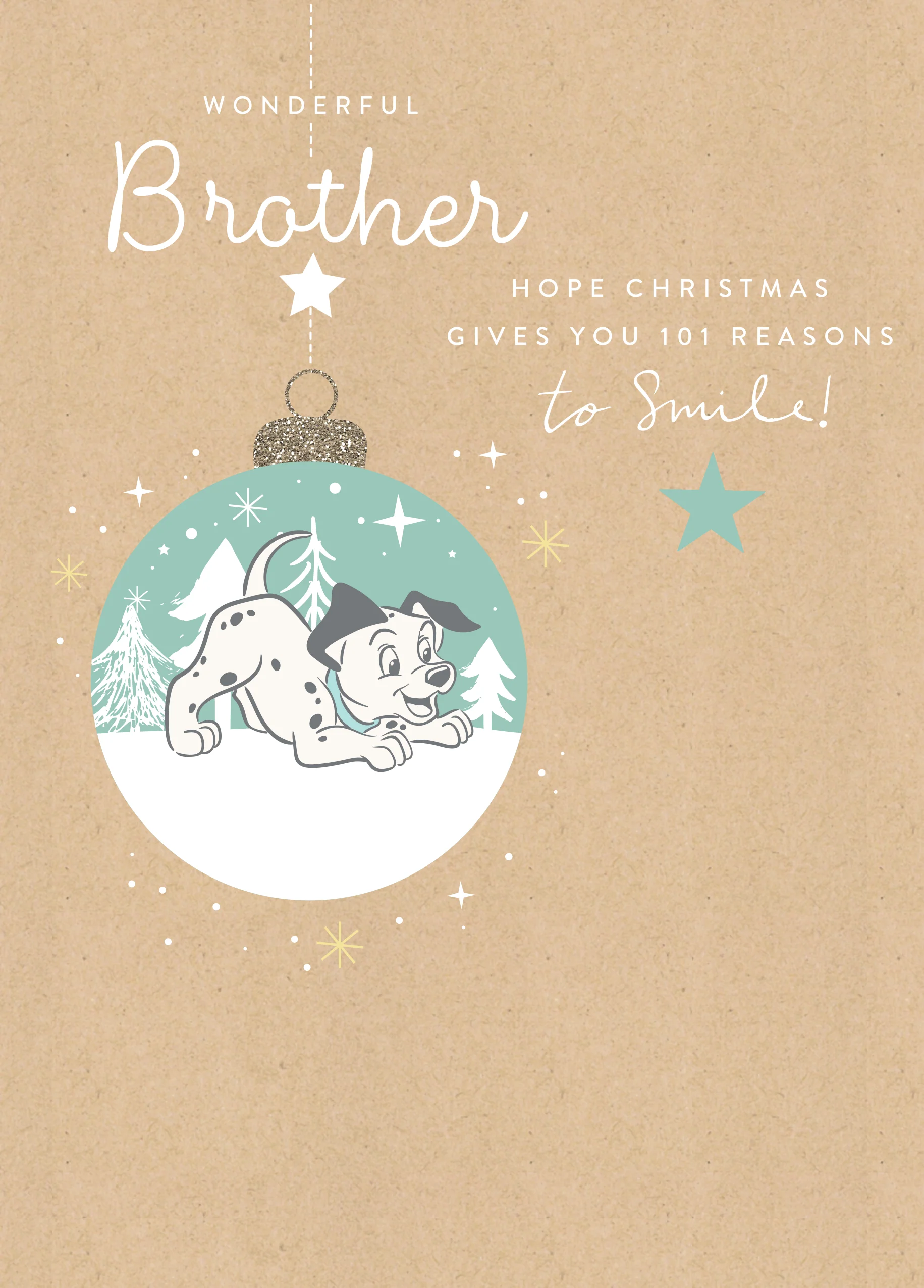 Personalised Cute Brother Disney 101 Dalmatians Christmas Card
