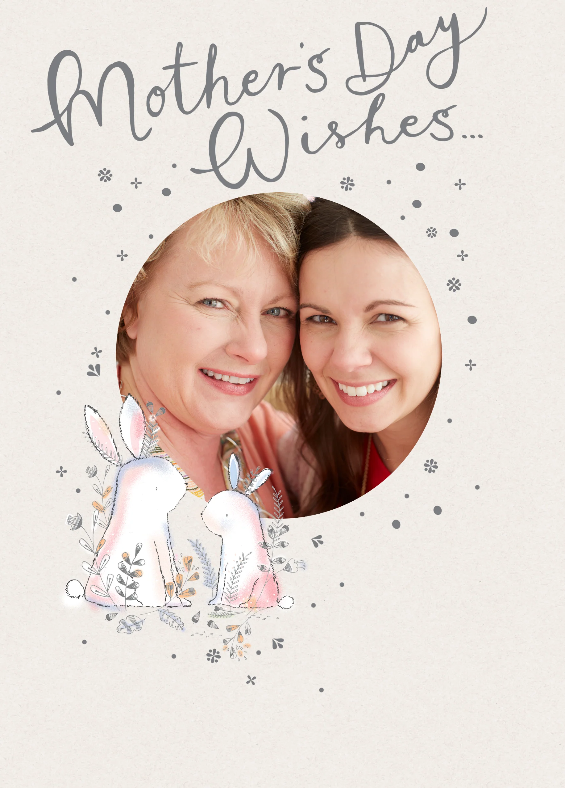 Personalised Cute Bunnies Wishes Mother's Day Photo Upload Card
