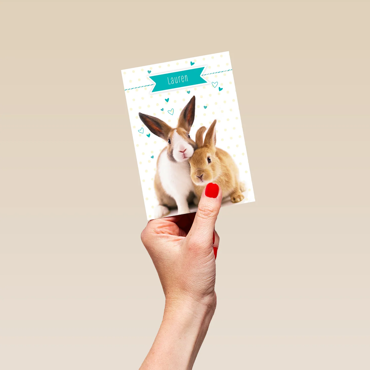 Personalised Cute Bunny Rabbits Easter Card - Image 4