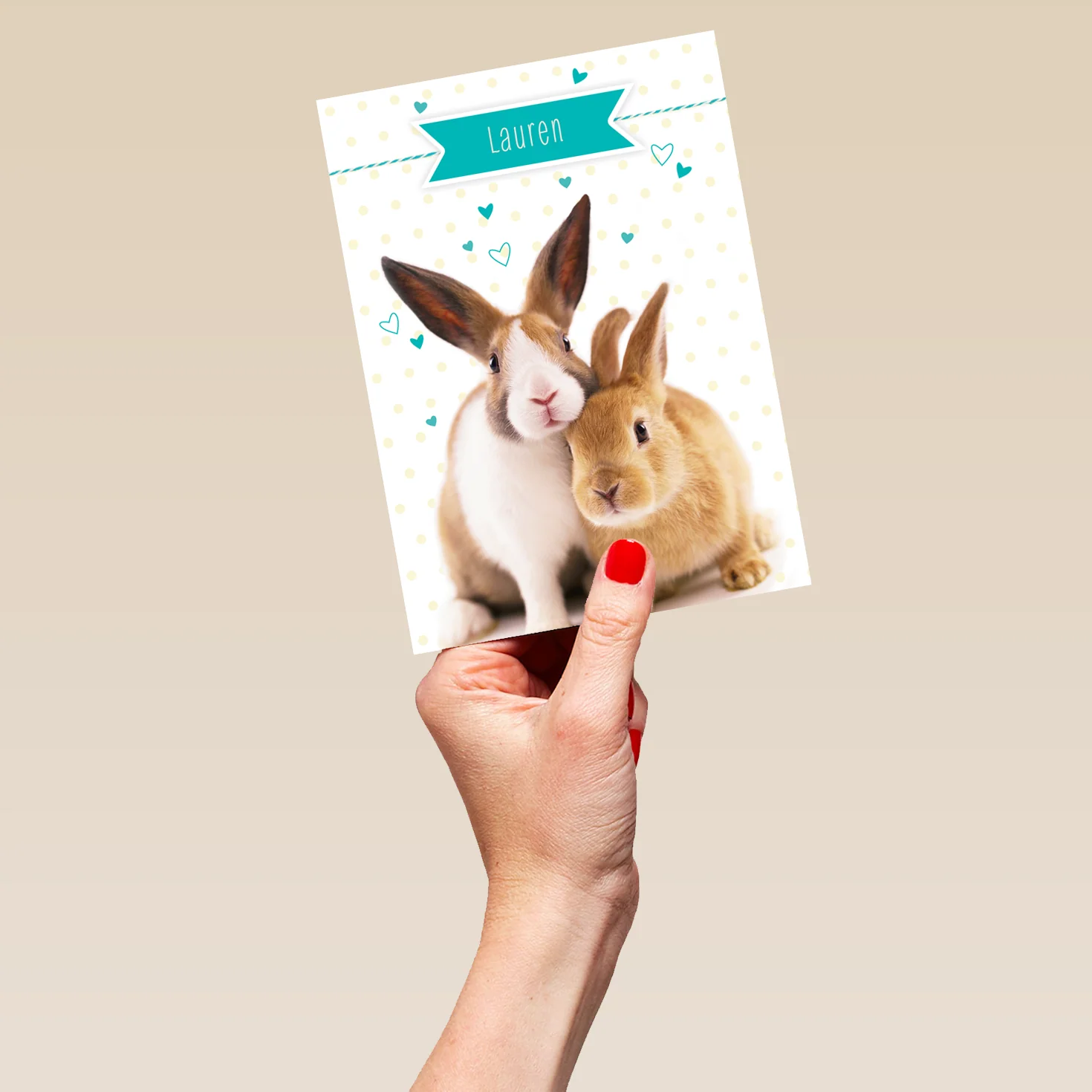 Personalised Cute Bunny Rabbits Easter Card - Image 5