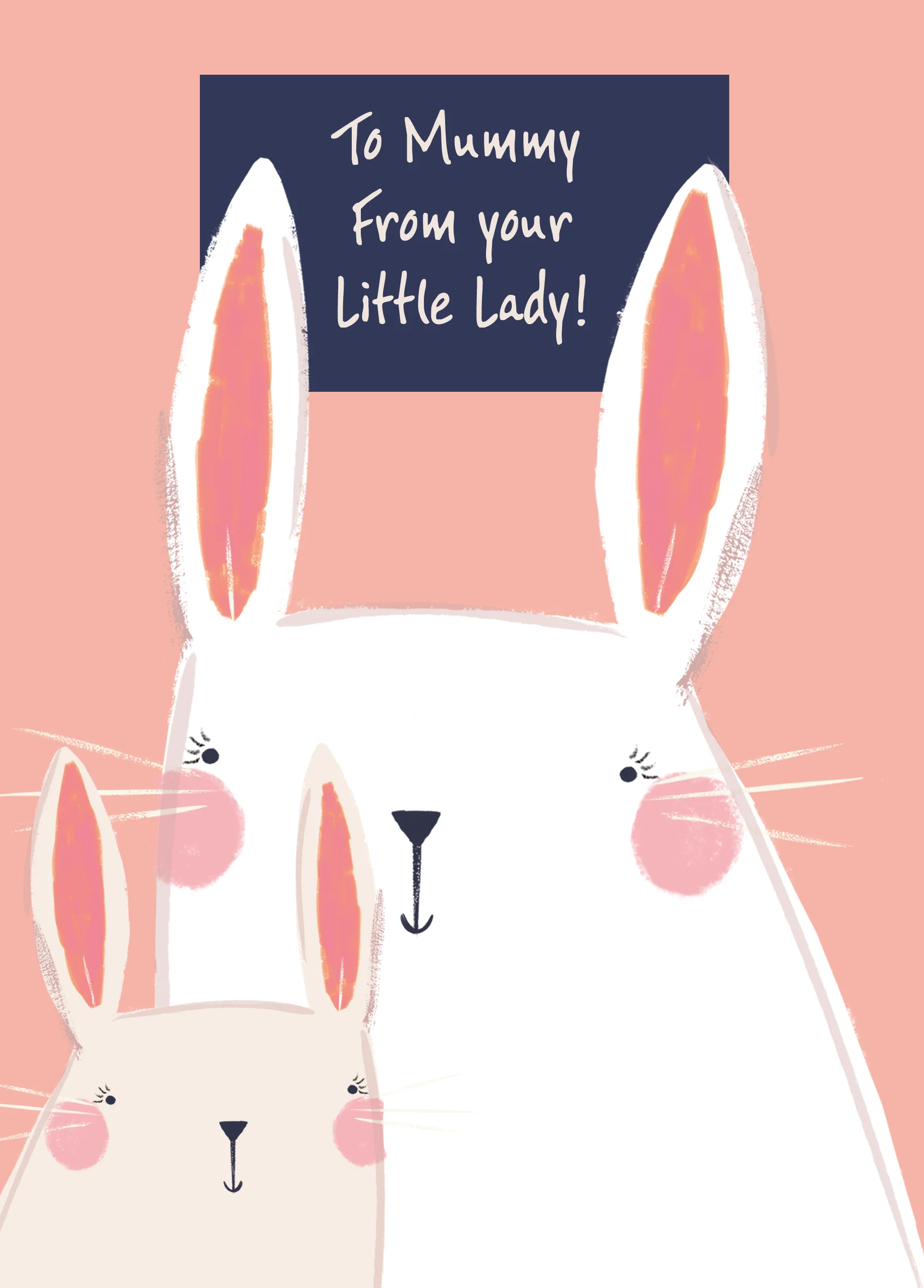 Personalised Cute Bunny Rabbits Mother's Day Card For Mummy