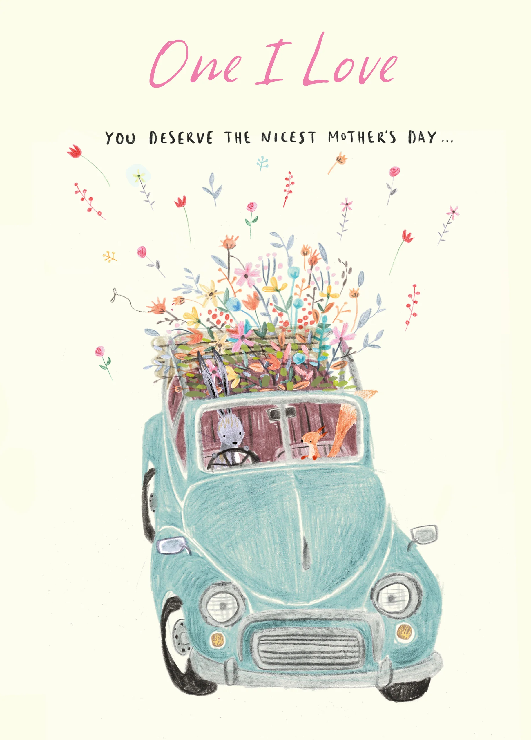 Personalised Cute Car Flower Confetti Mother's Day Card