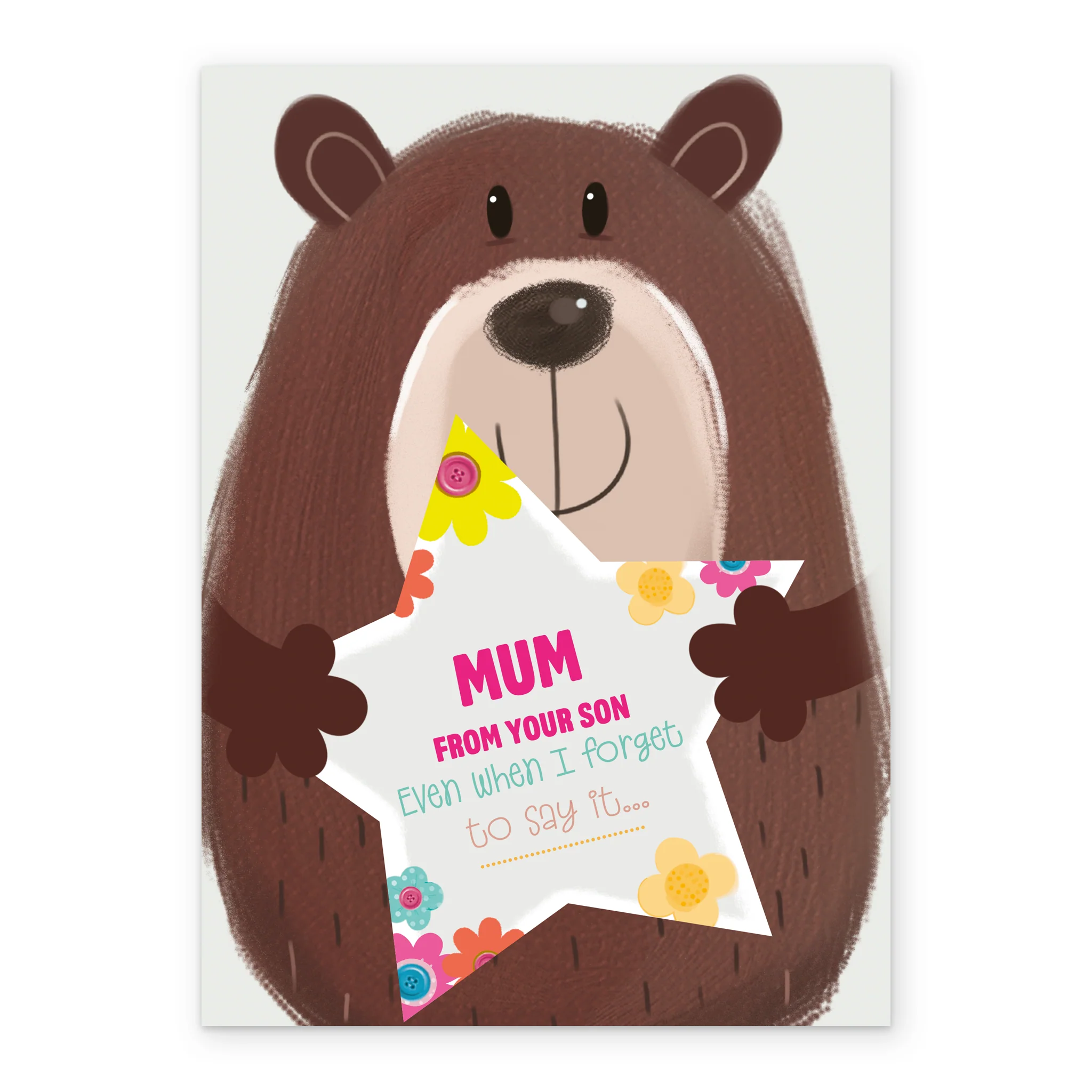 Personalised Cute Cartoon Bear Mother's Day Card For Mum - Image 2