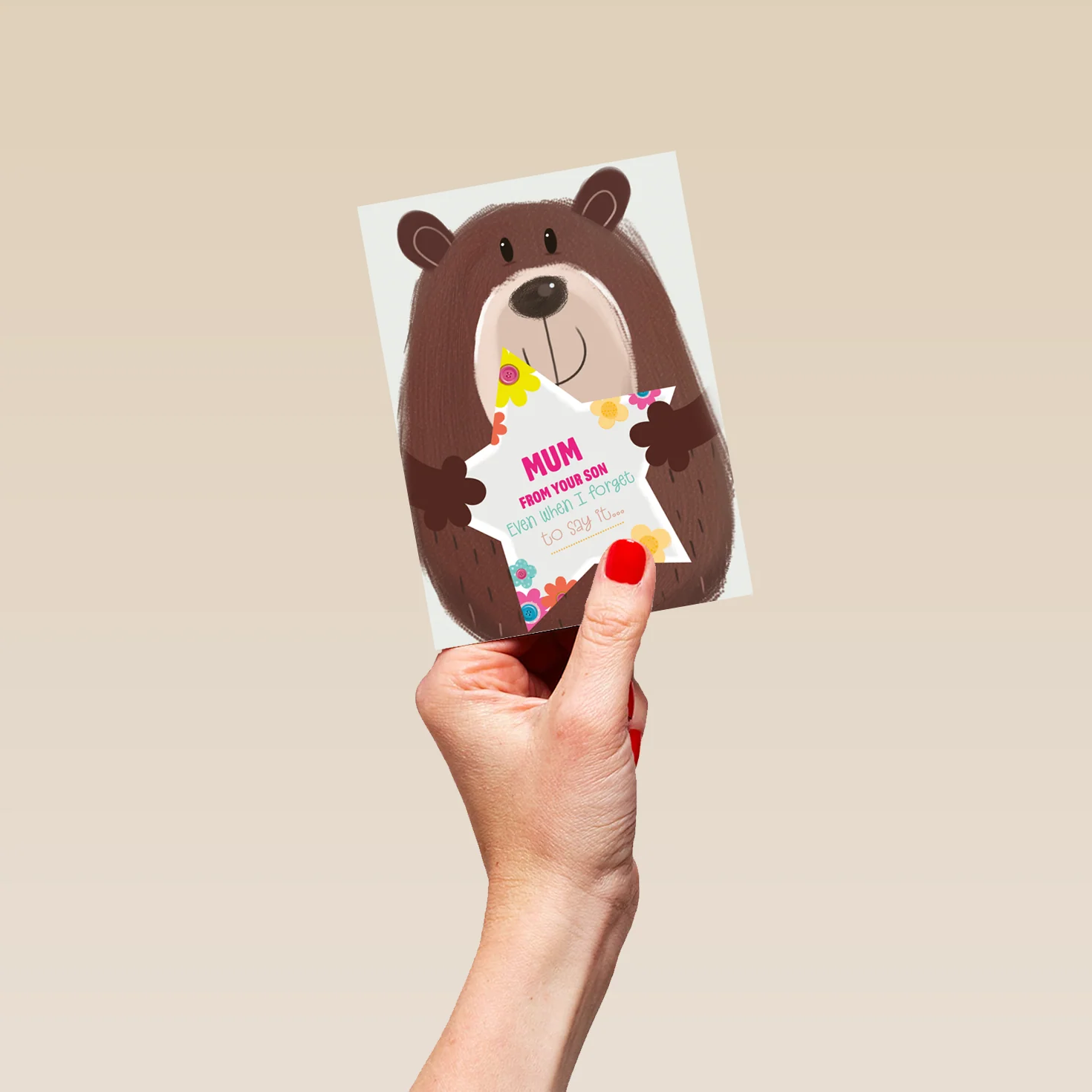 Personalised Cute Cartoon Bear Mother's Day Card For Mum - Image 4