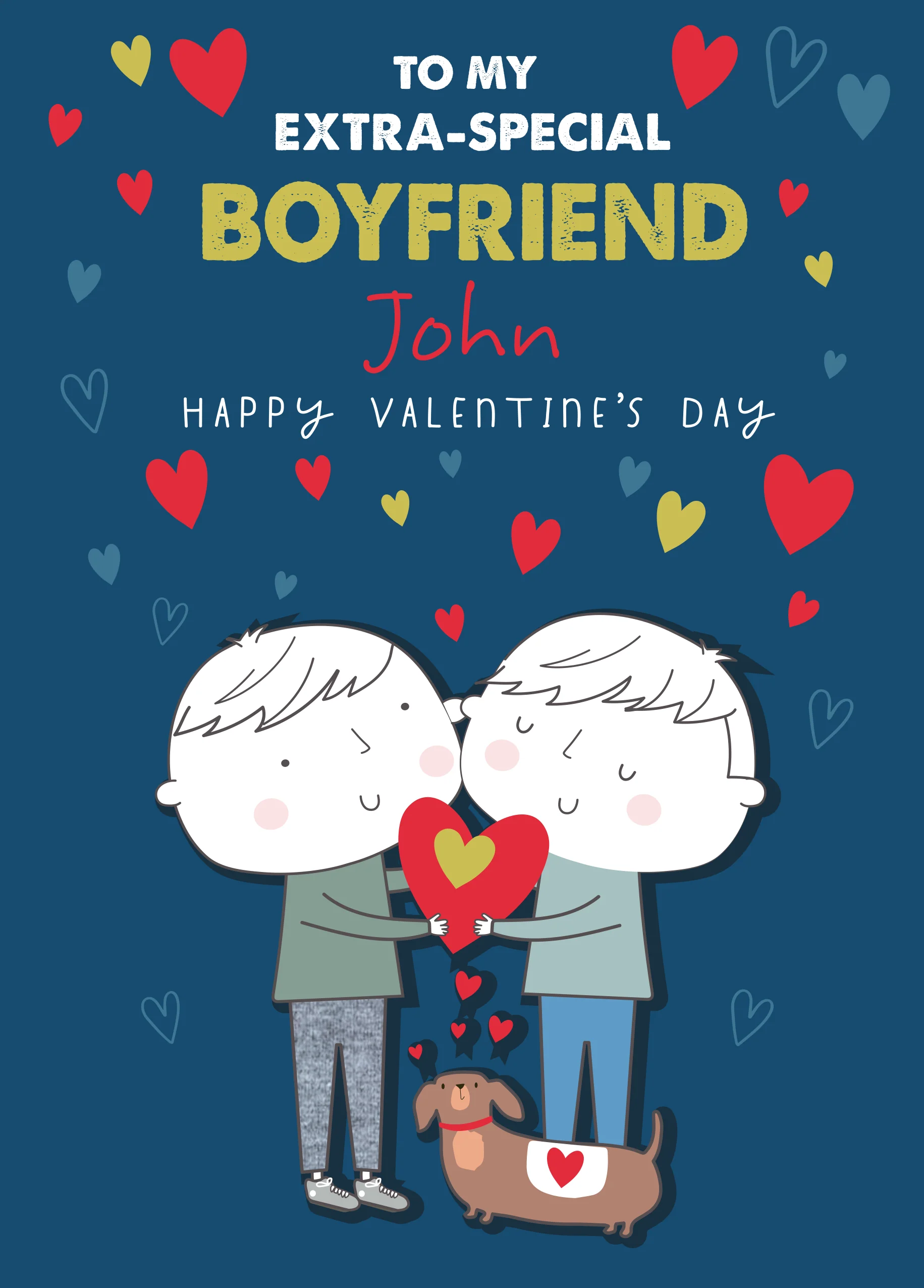 Personalised Cute Cartoon Valentine's Day Card for Boyfriend