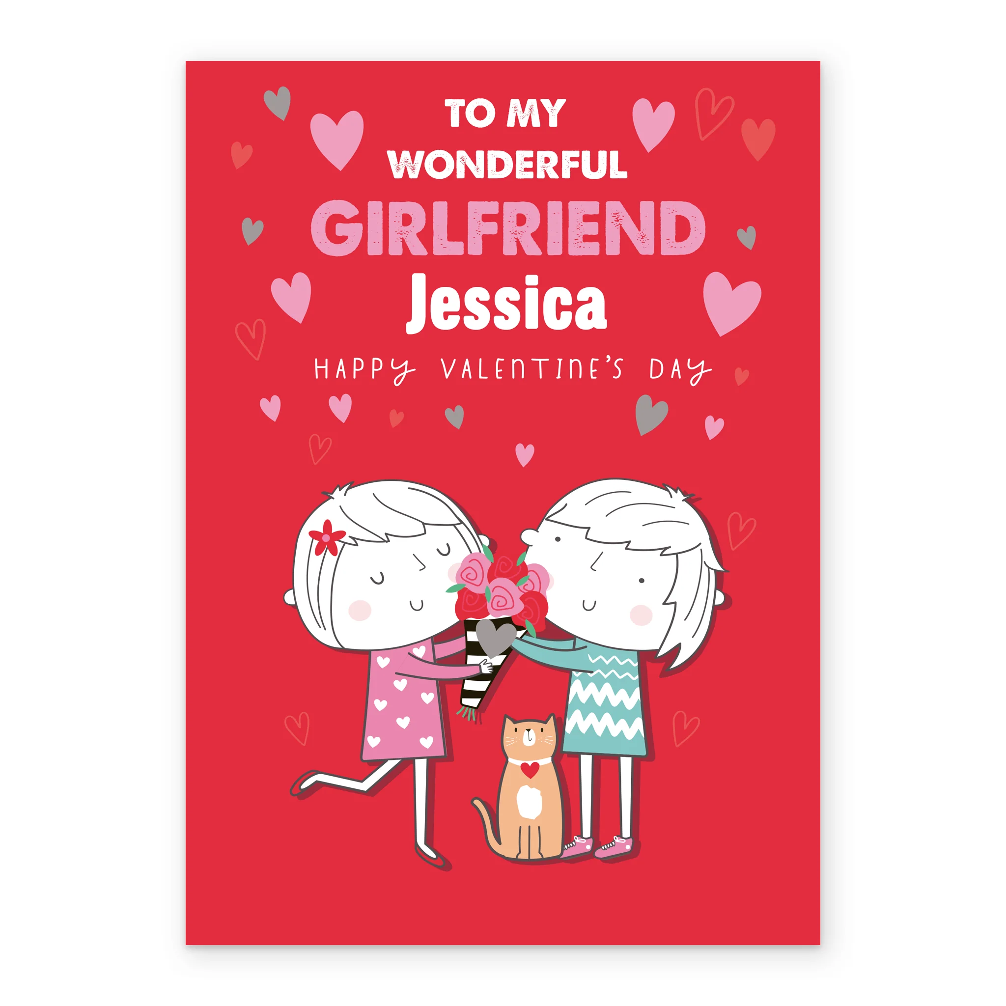 Personalised Cute Cartoon Valentine's Day Card for Girlfriend - Image 2