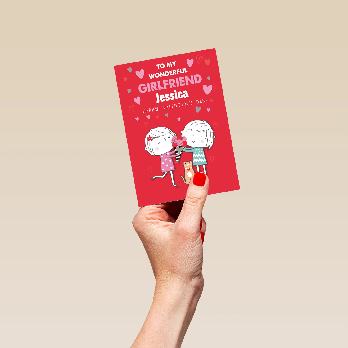 Personalised Cute Cartoon Valentine's Day Card for Girlfriend - Image 4