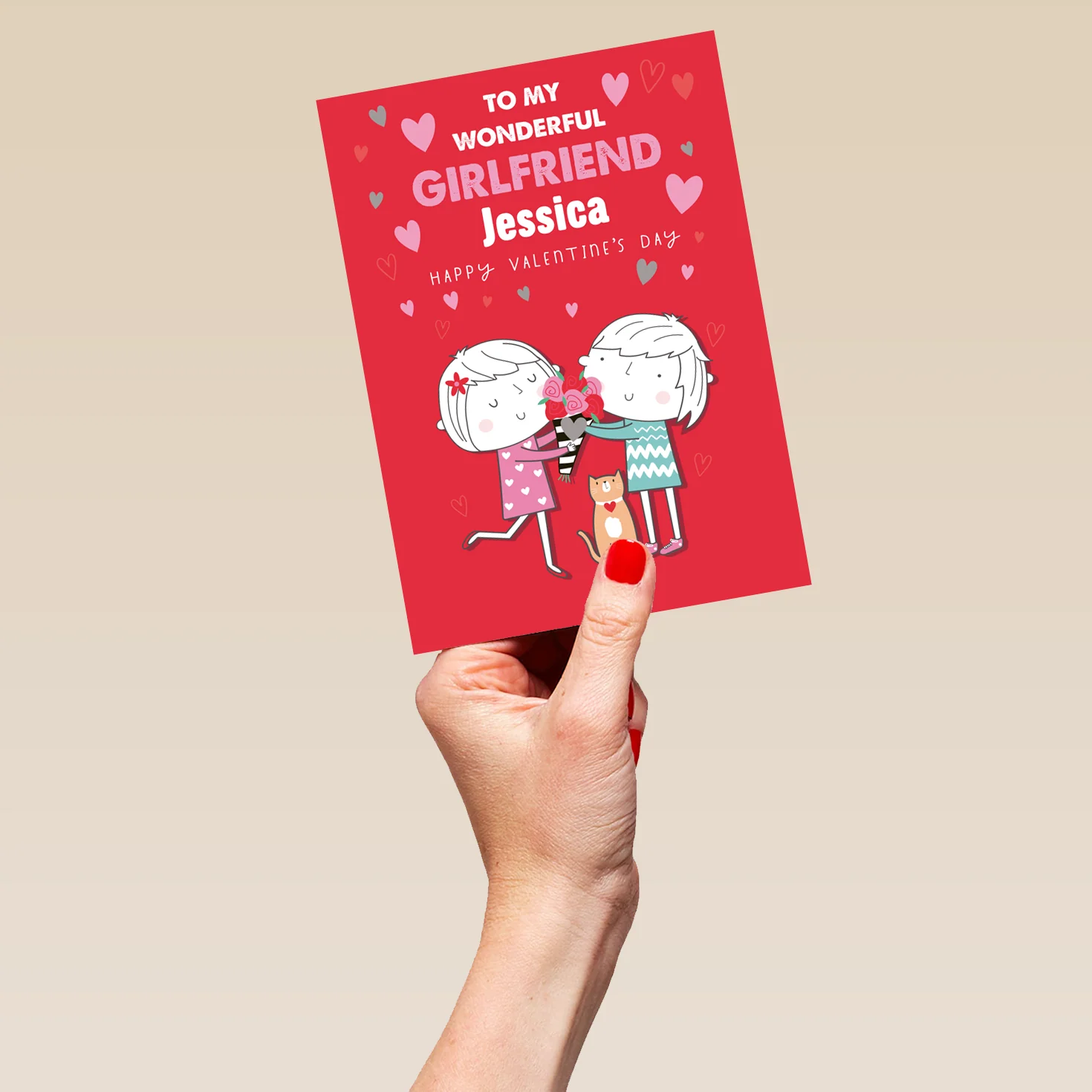 Personalised Cute Cartoon Valentine's Day Card for Girlfriend - Image 5