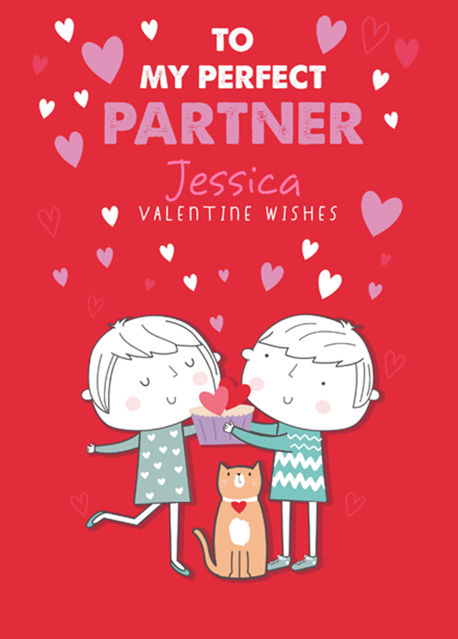 Personalised Cute Cartoon Valentine's Day Card for Partner