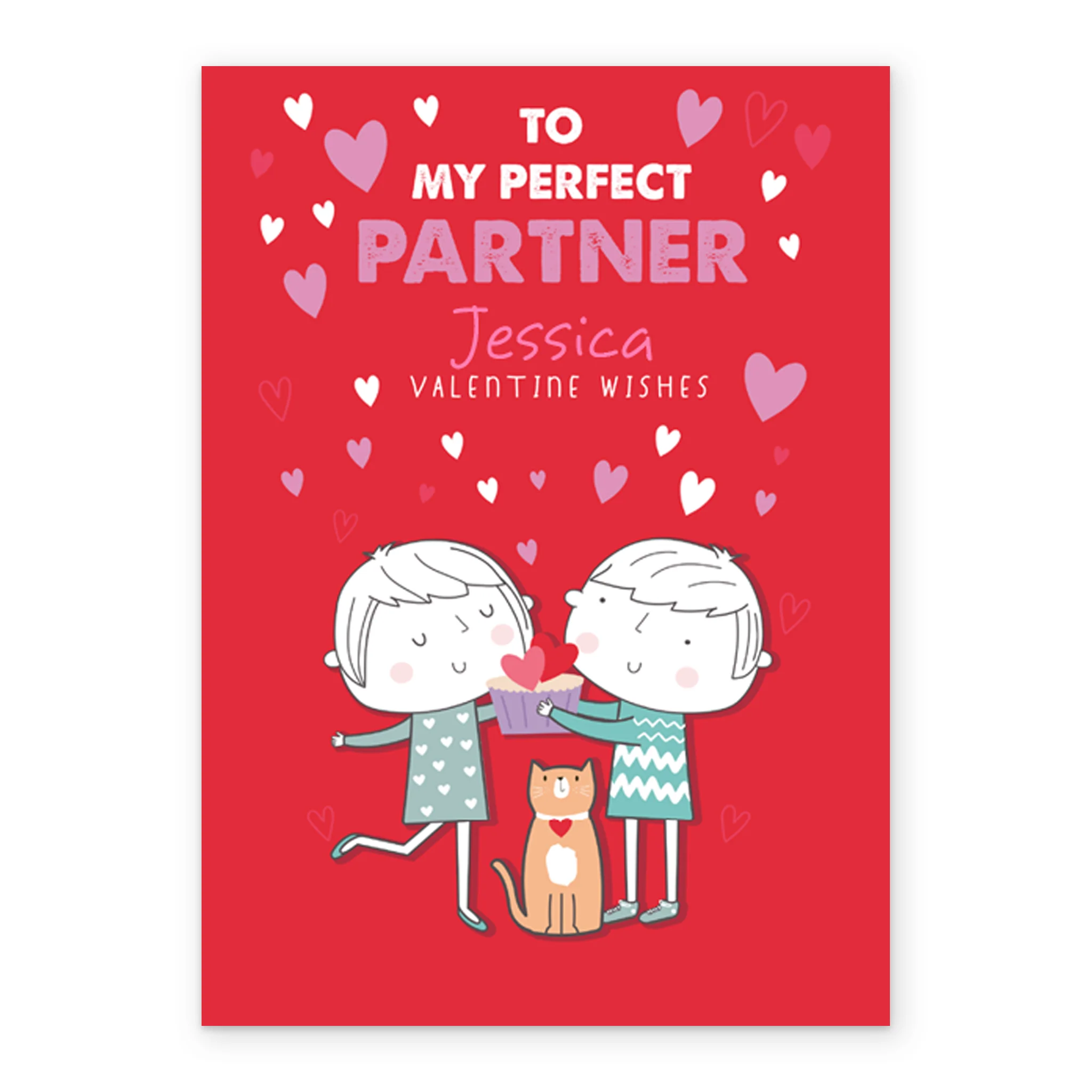 Personalised Cute Cartoon Valentine's Day Card for Partner - Image 2