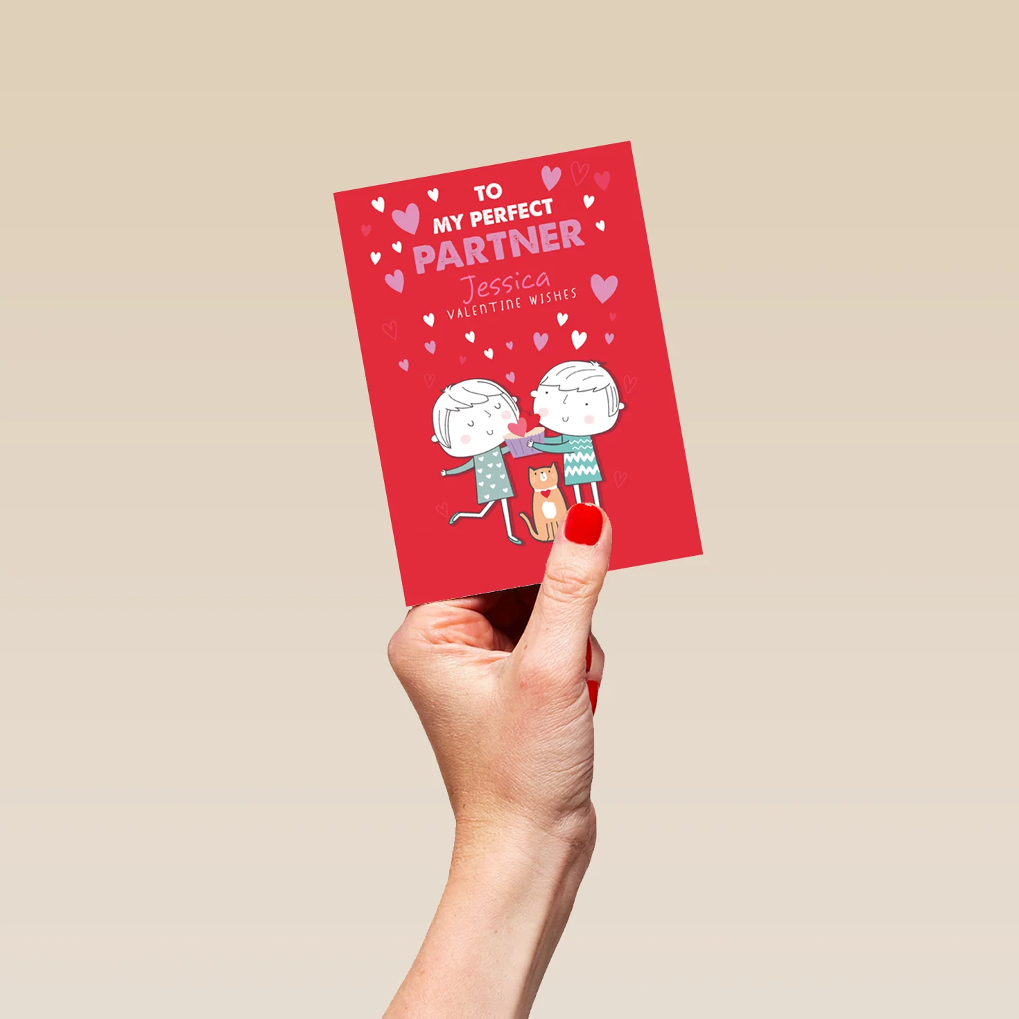 Personalised Cute Cartoon Valentine's Day Card for Partner - Image 4