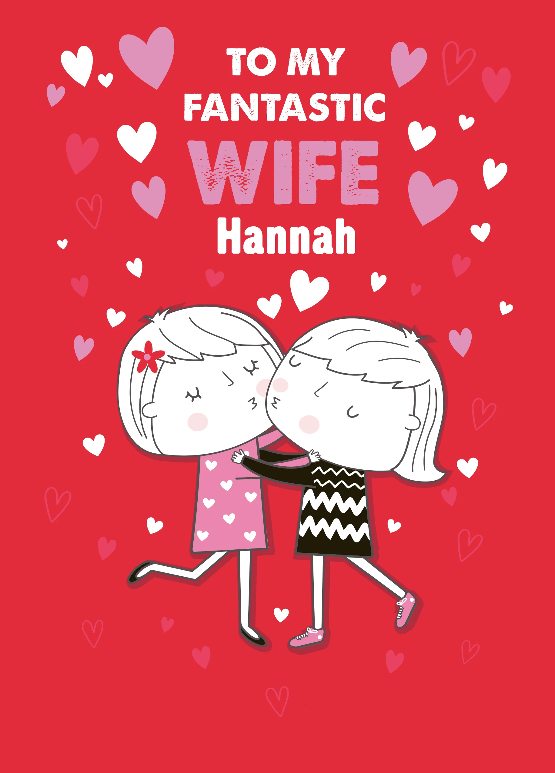 Personalised Cute Cartoon Valentine's Day Card for Wife