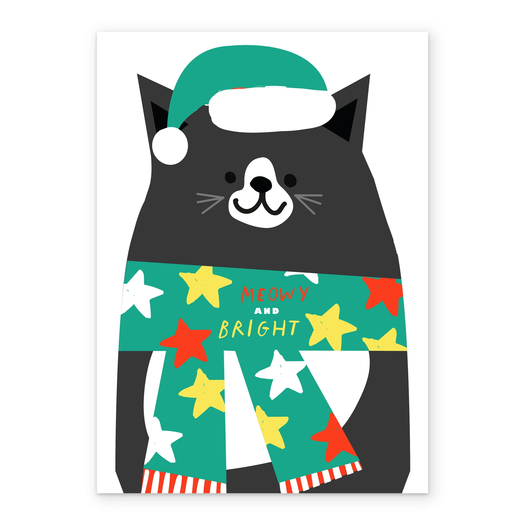Personalised Cute Cat And Bright Stars Christmas Card - Image 2