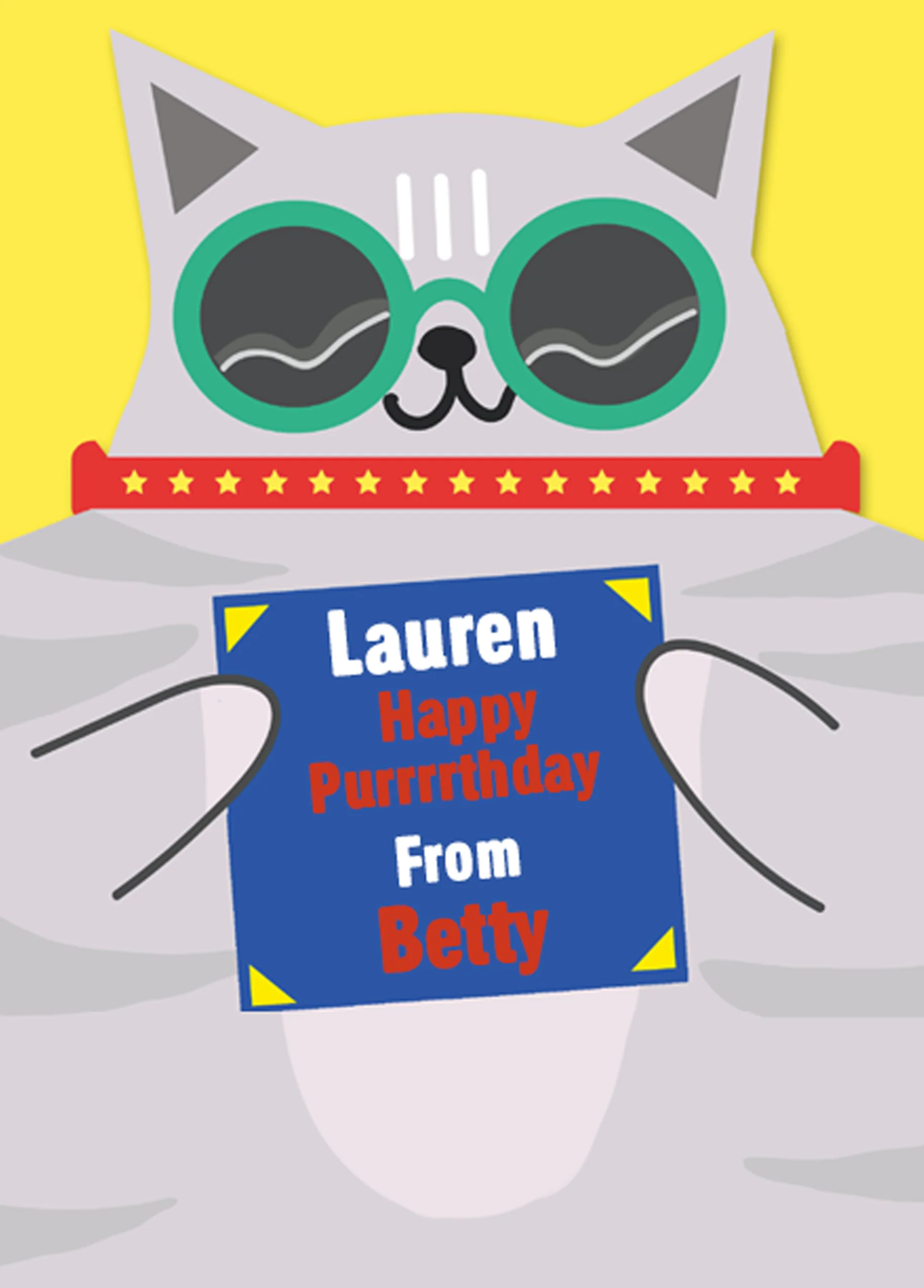 Personalised Cute Cat Birthday Card