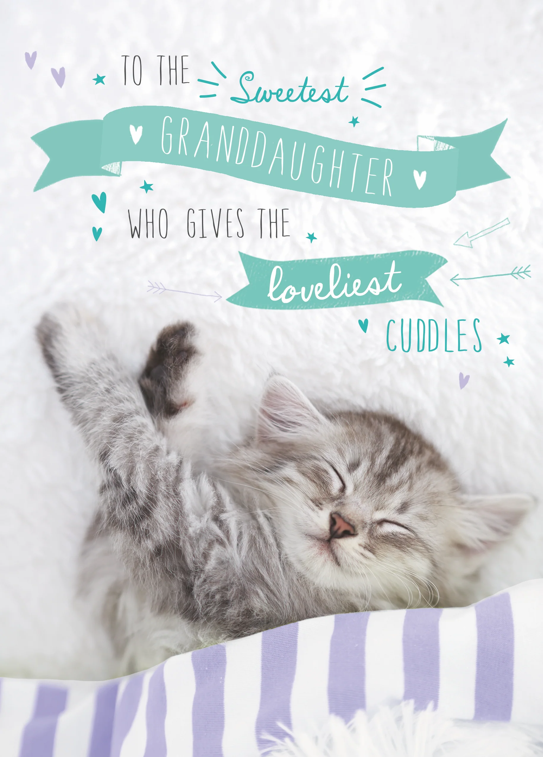 Personalised Cute Cat Design Birthday Card For Granddaughter