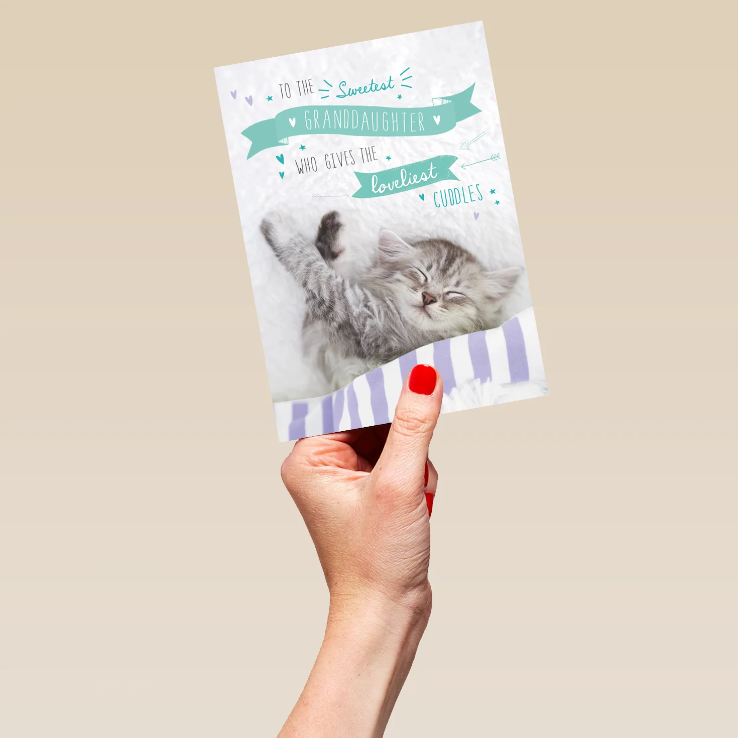 Personalised Cute Cat Design Birthday Card For Granddaughter - Image 5