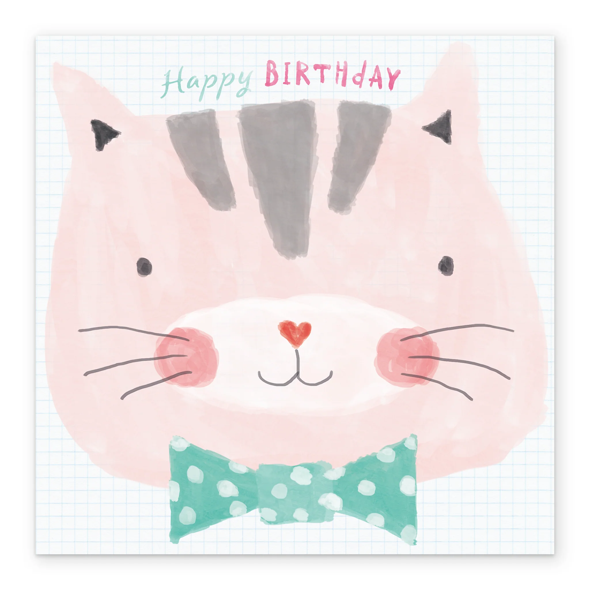 Personalised Cute Cat Face Kids Birthday Girl Card - Image 2