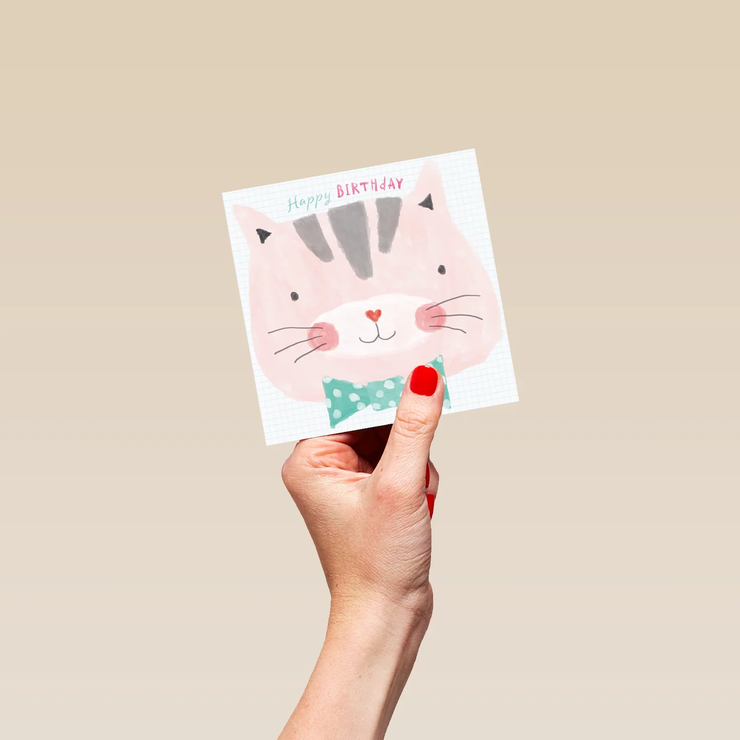 Personalised Cute Cat Face Kids Birthday Girl Card - Image 4