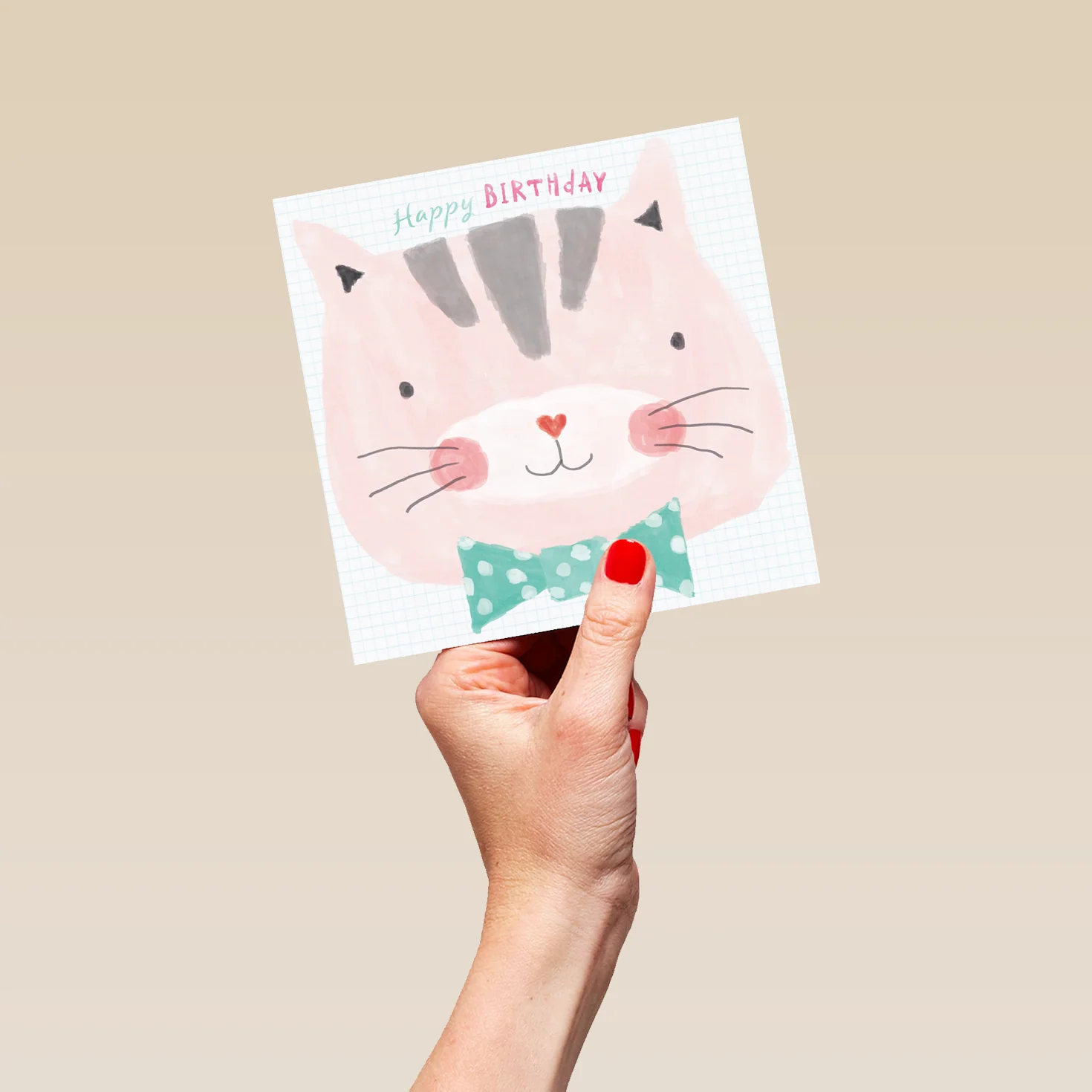 Personalised Cute Cat Face Kids Birthday Girl Card - Image 5