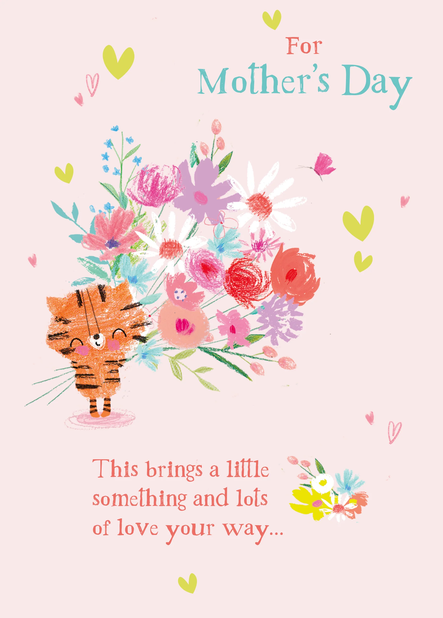 Personalised Cute Cat Flowers & Love Mother's Day Card