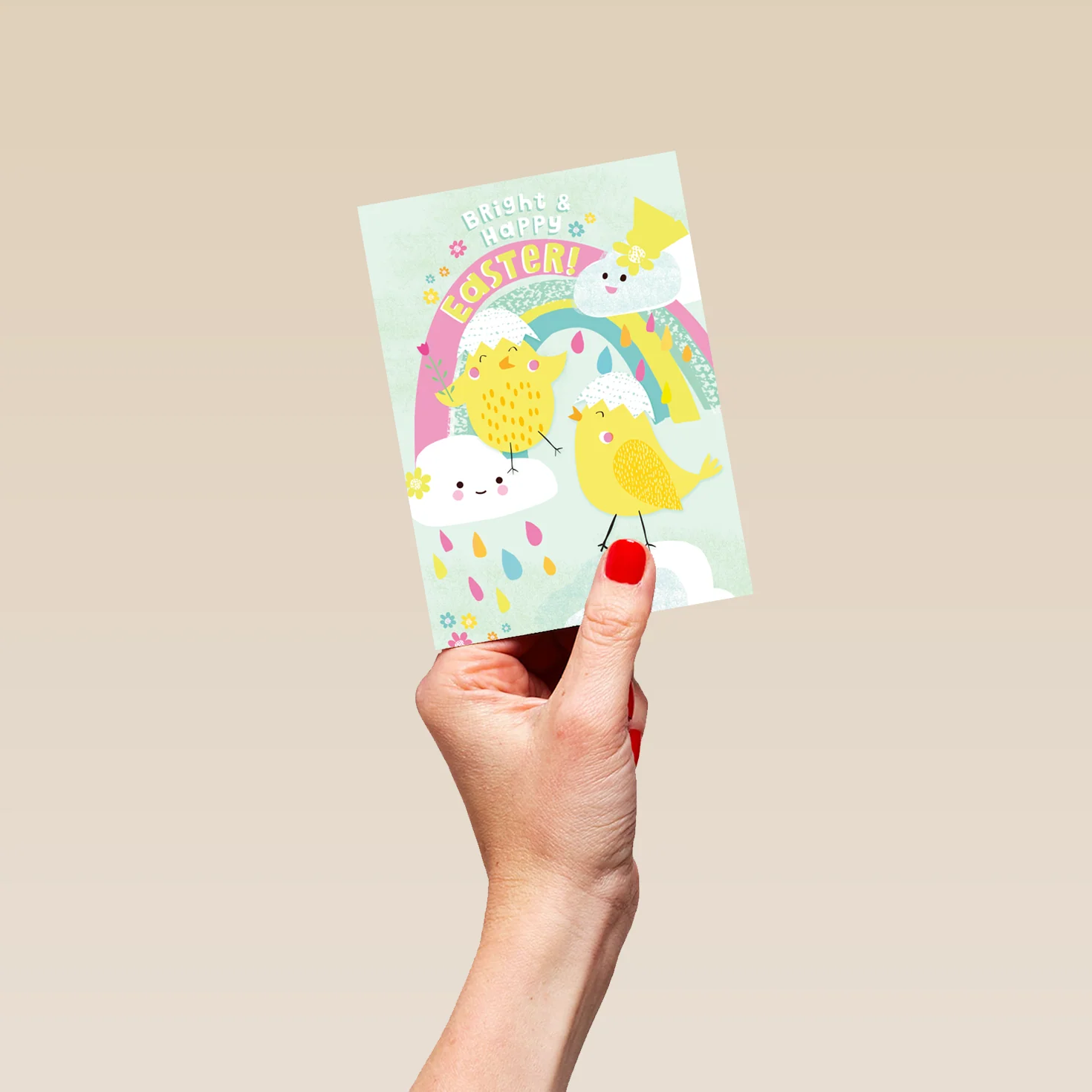 Personalised Cute Chicks With Rainbow Easter Card - Image 4