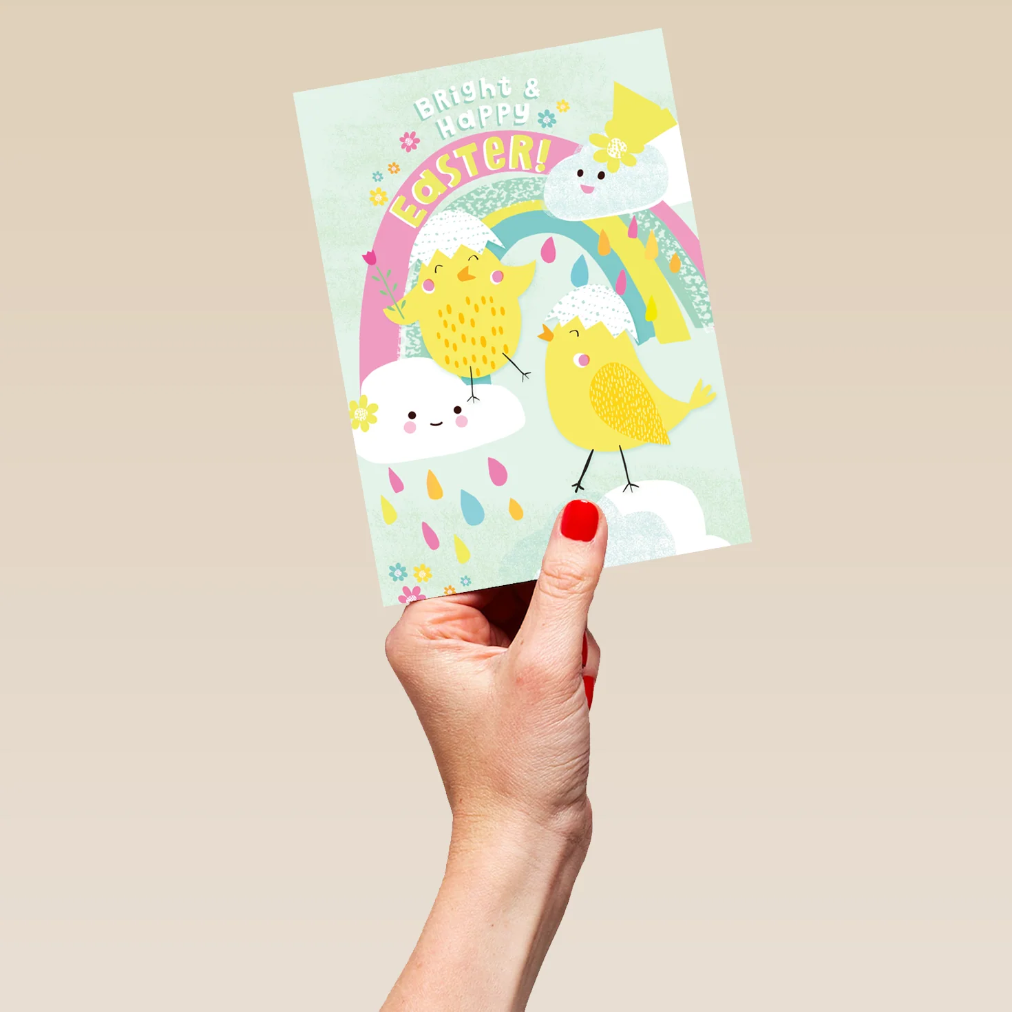 Personalised Cute Chicks With Rainbow Easter Card - Image 5