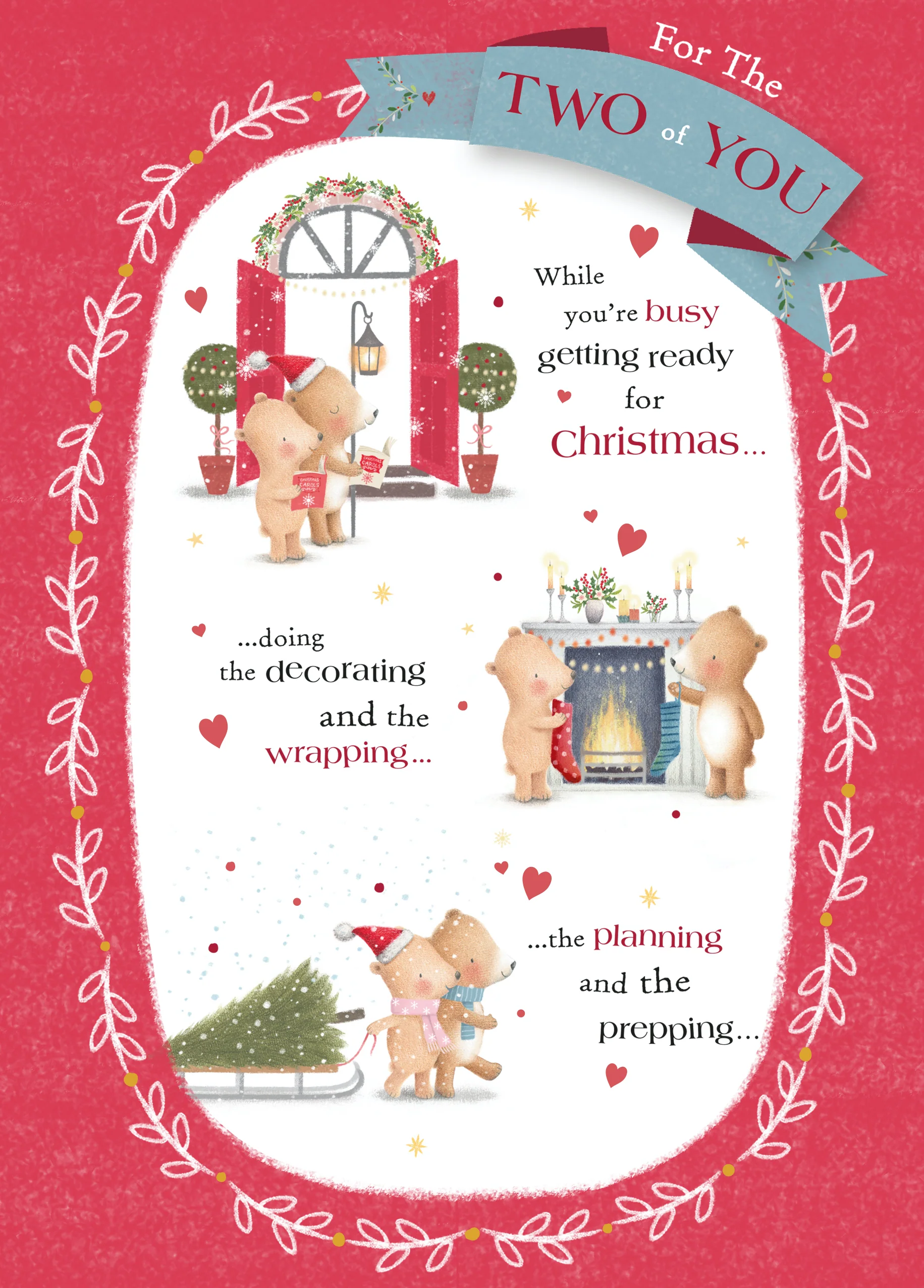 Personalised Cute Christmas Bears Rebus Verse To Both Card