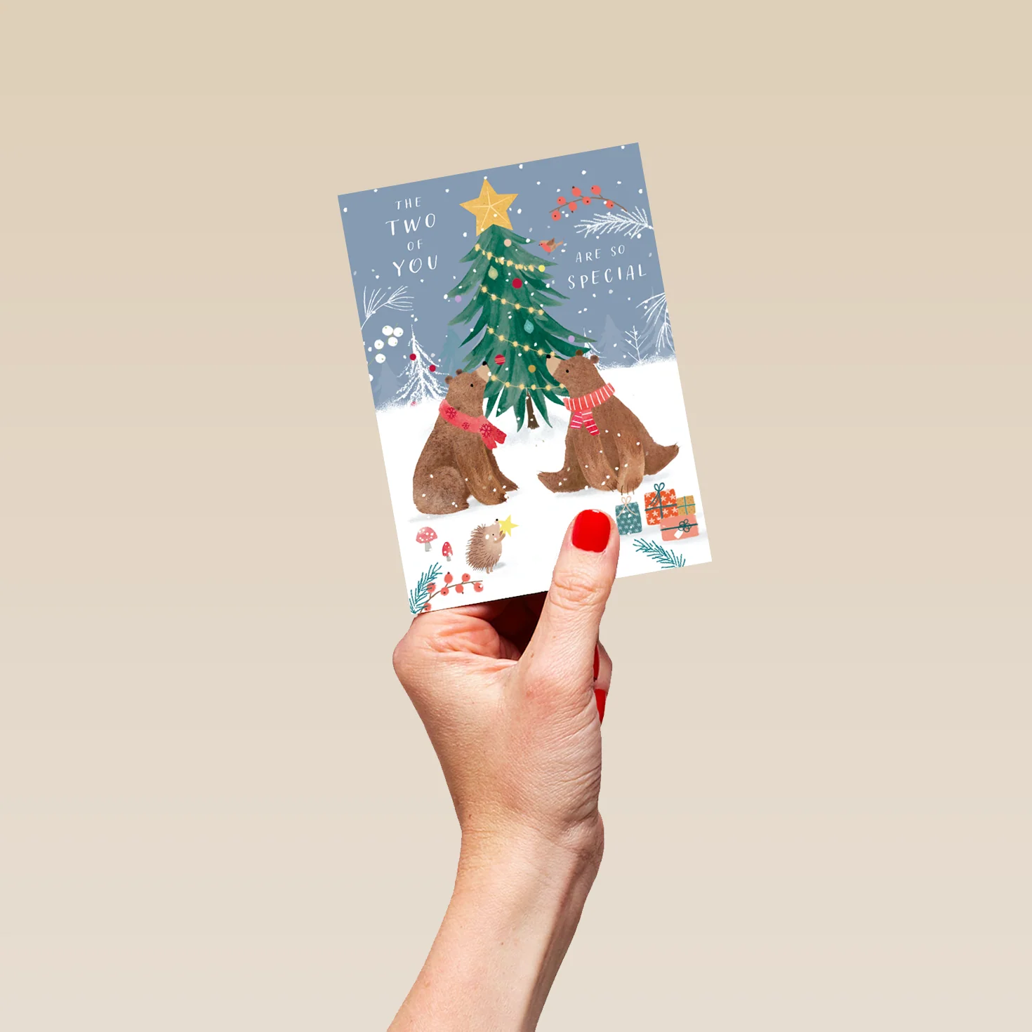 Personalised Cute Christmas Bears Snow Tree To Both Card - Image 4