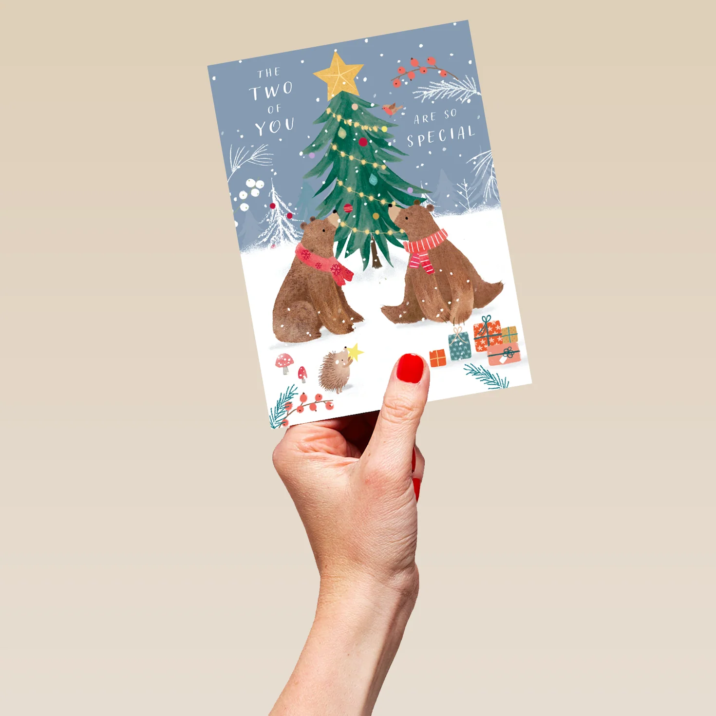 Personalised Cute Christmas Bears Snow Tree To Both Card - Image 5