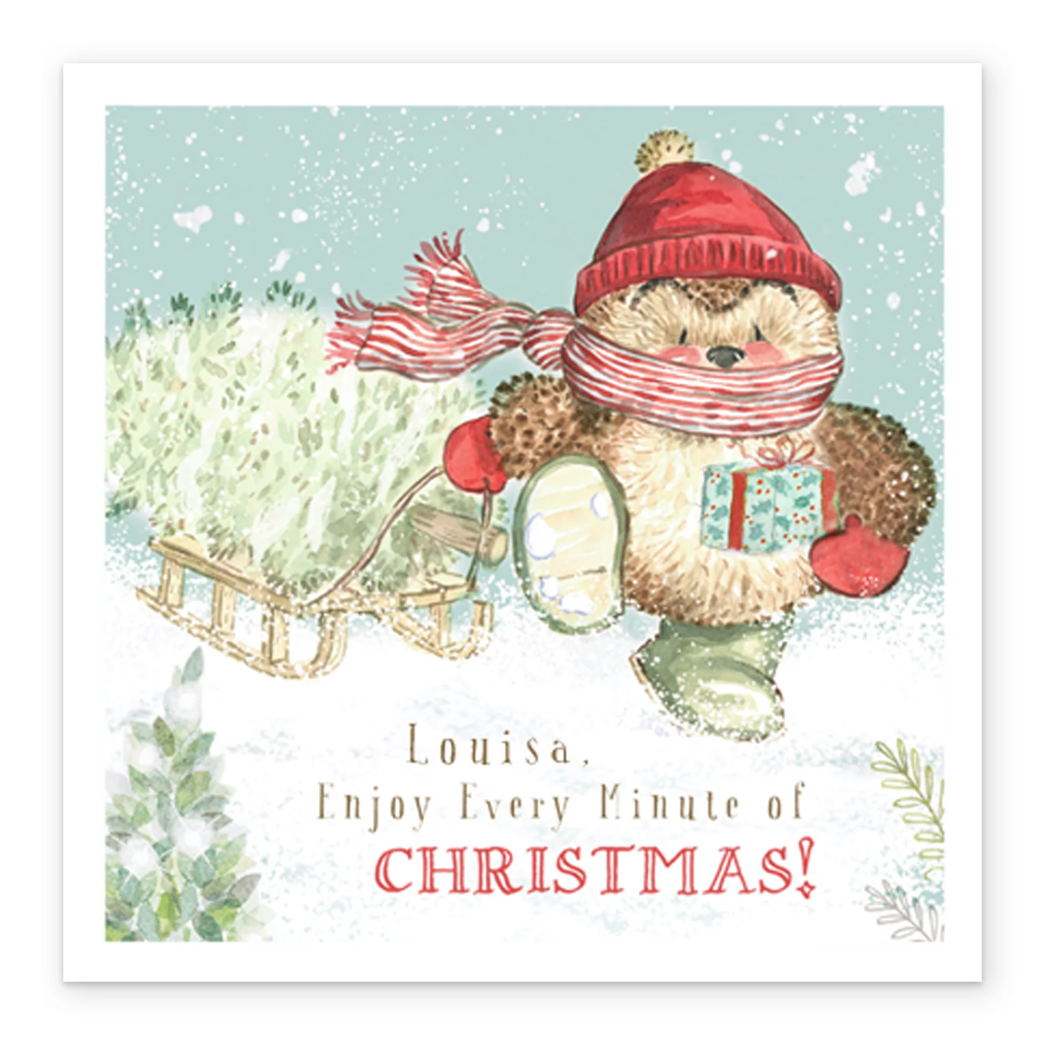 Personalised Cute Christmas Country Companions Hedgehog Card - Image 2