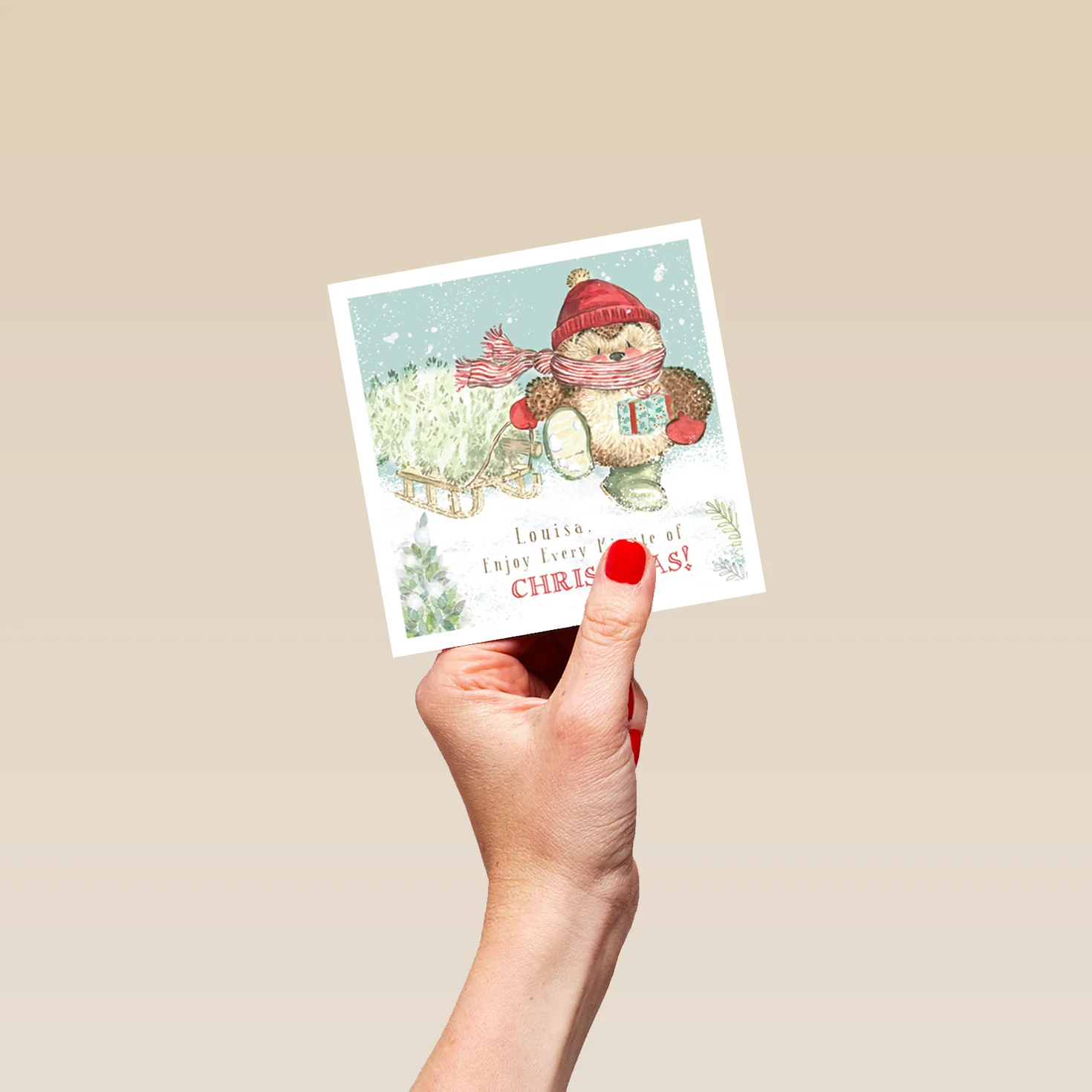 Personalised Cute Christmas Country Companions Hedgehog Card - Image 4