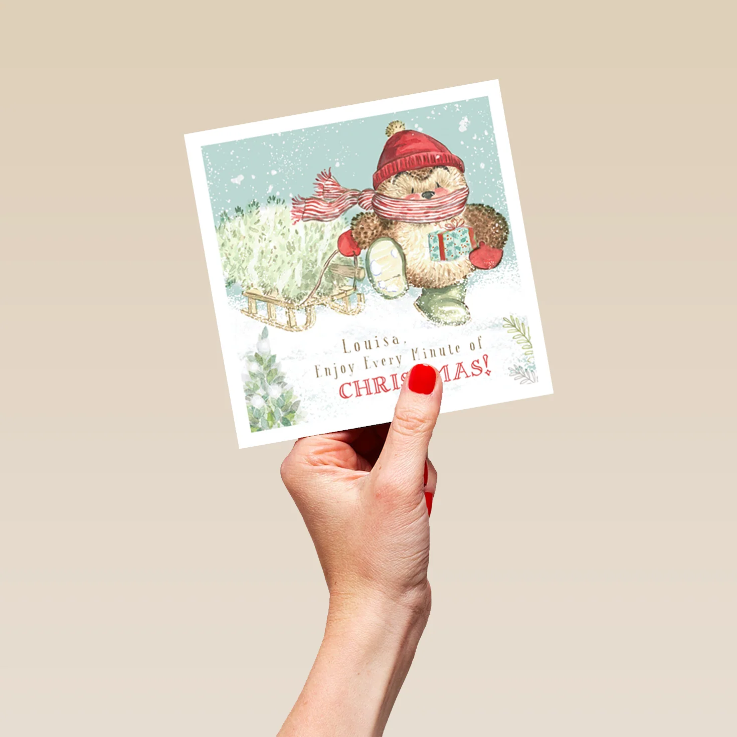 Personalised Cute Christmas Country Companions Hedgehog Card - Image 5