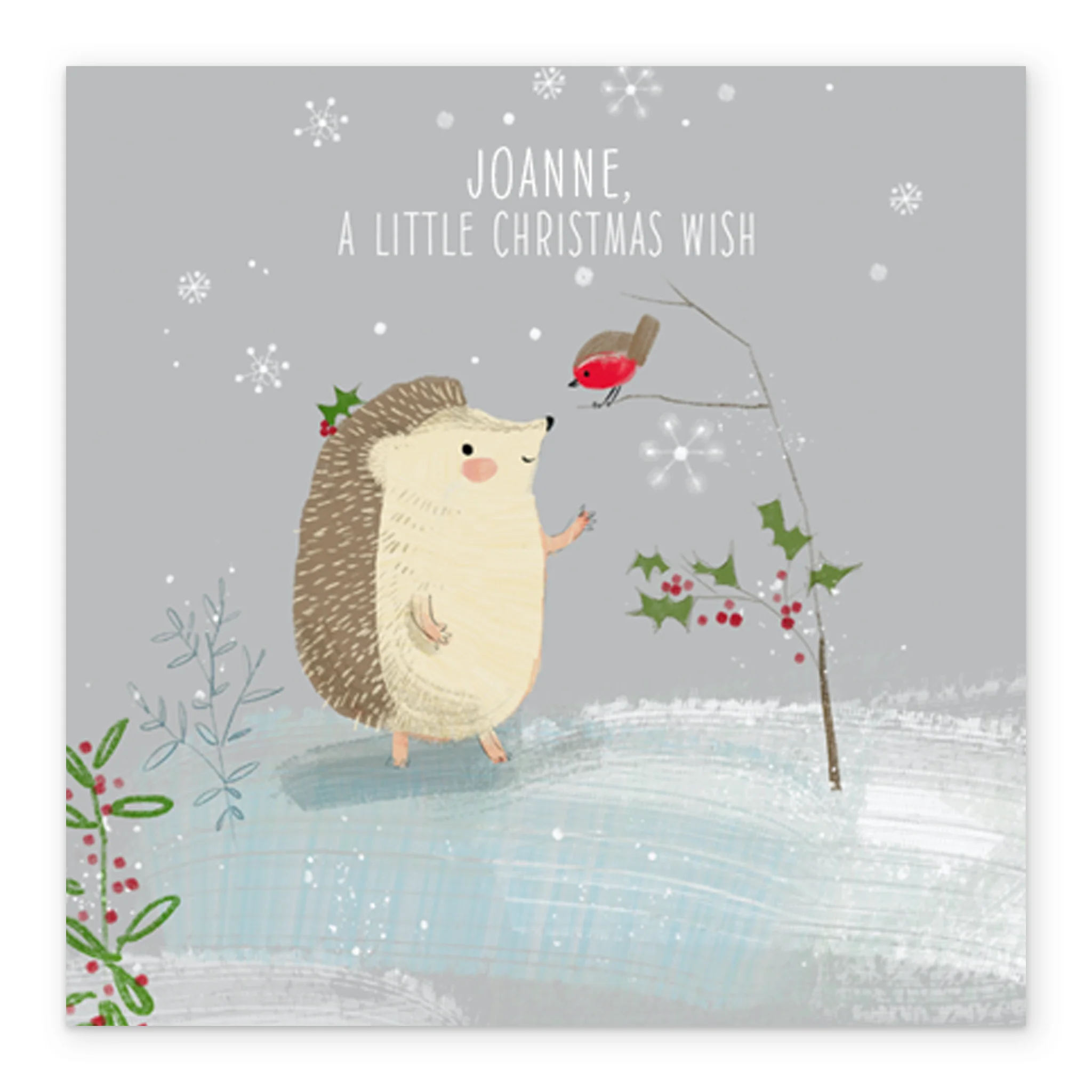 Personalised Cute Christmas Hedgehog Little Wish Card - Image 2