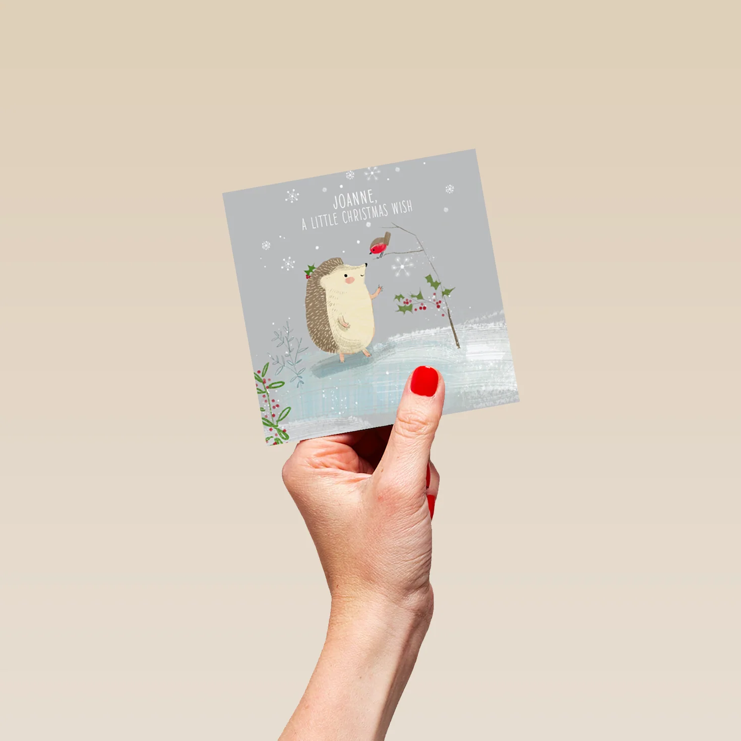 Personalised Cute Christmas Hedgehog Little Wish Card - Image 4