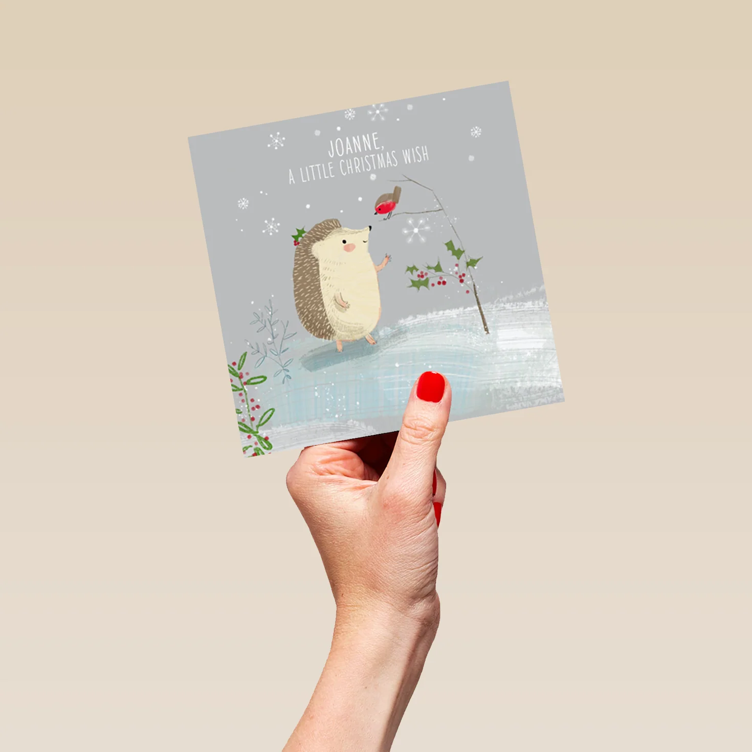 Personalised Cute Christmas Hedgehog Little Wish Card - Image 5
