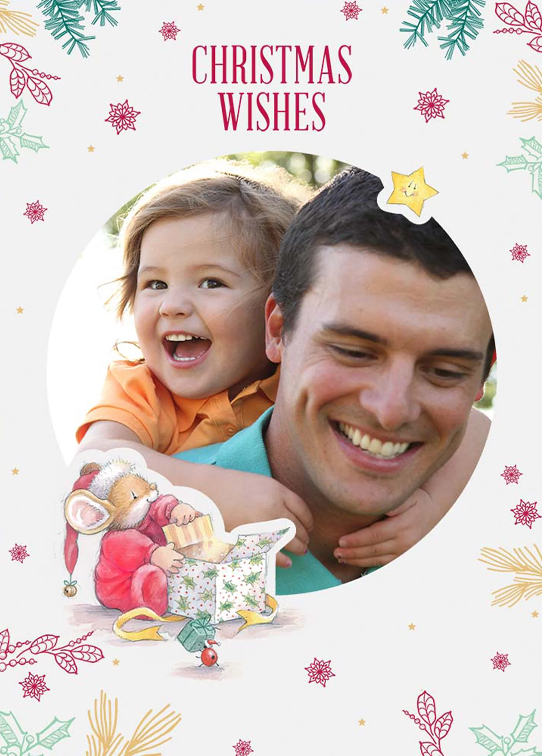 Personalised Cute Christmas Wishes Photo Upload Card
