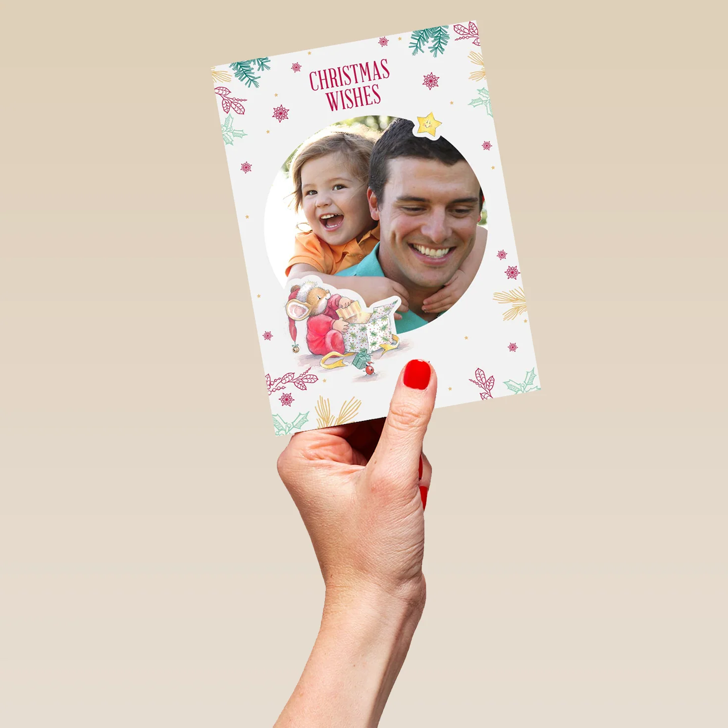 Personalised Cute Christmas Wishes Photo Upload Card - Image 5