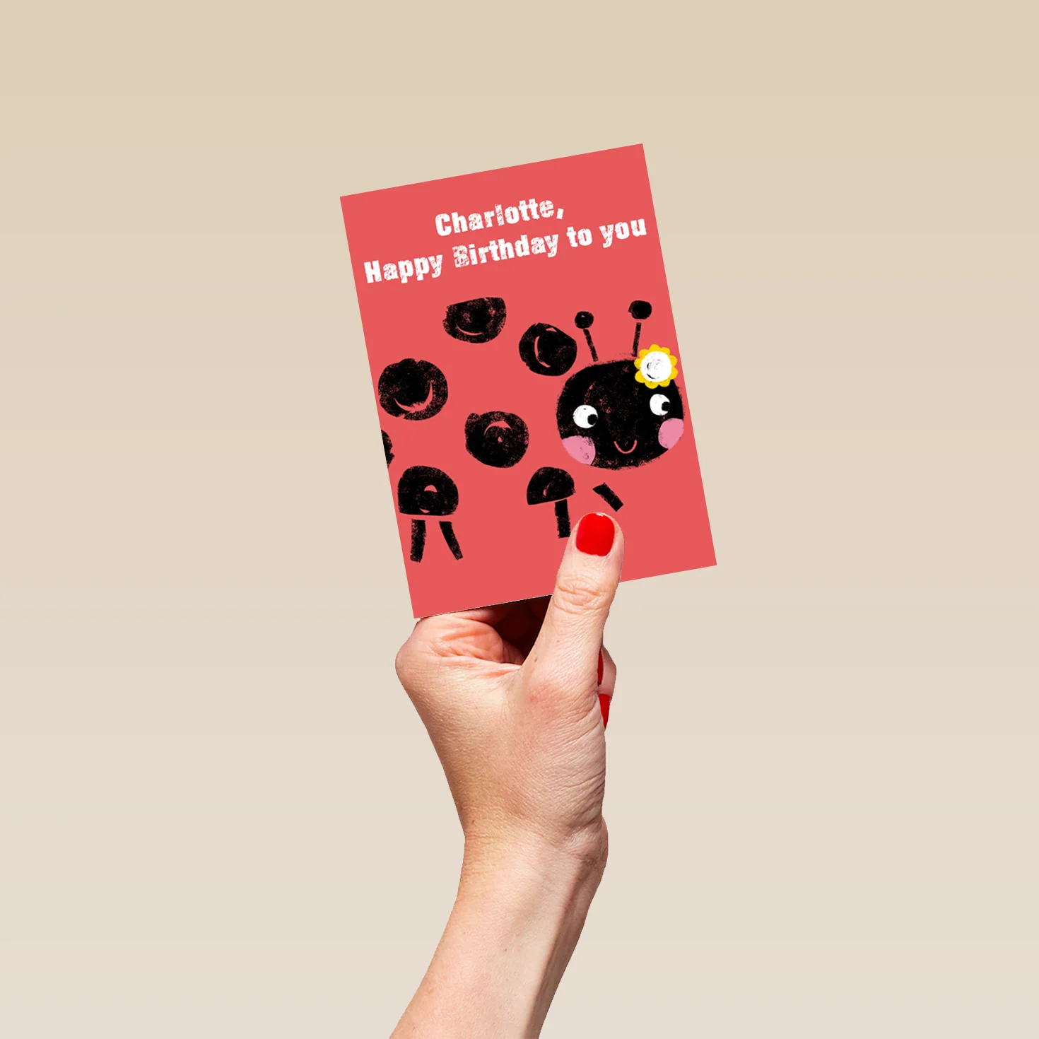 Personalised Cute Colourful Ladybird Kids Birthday Card - Image 4