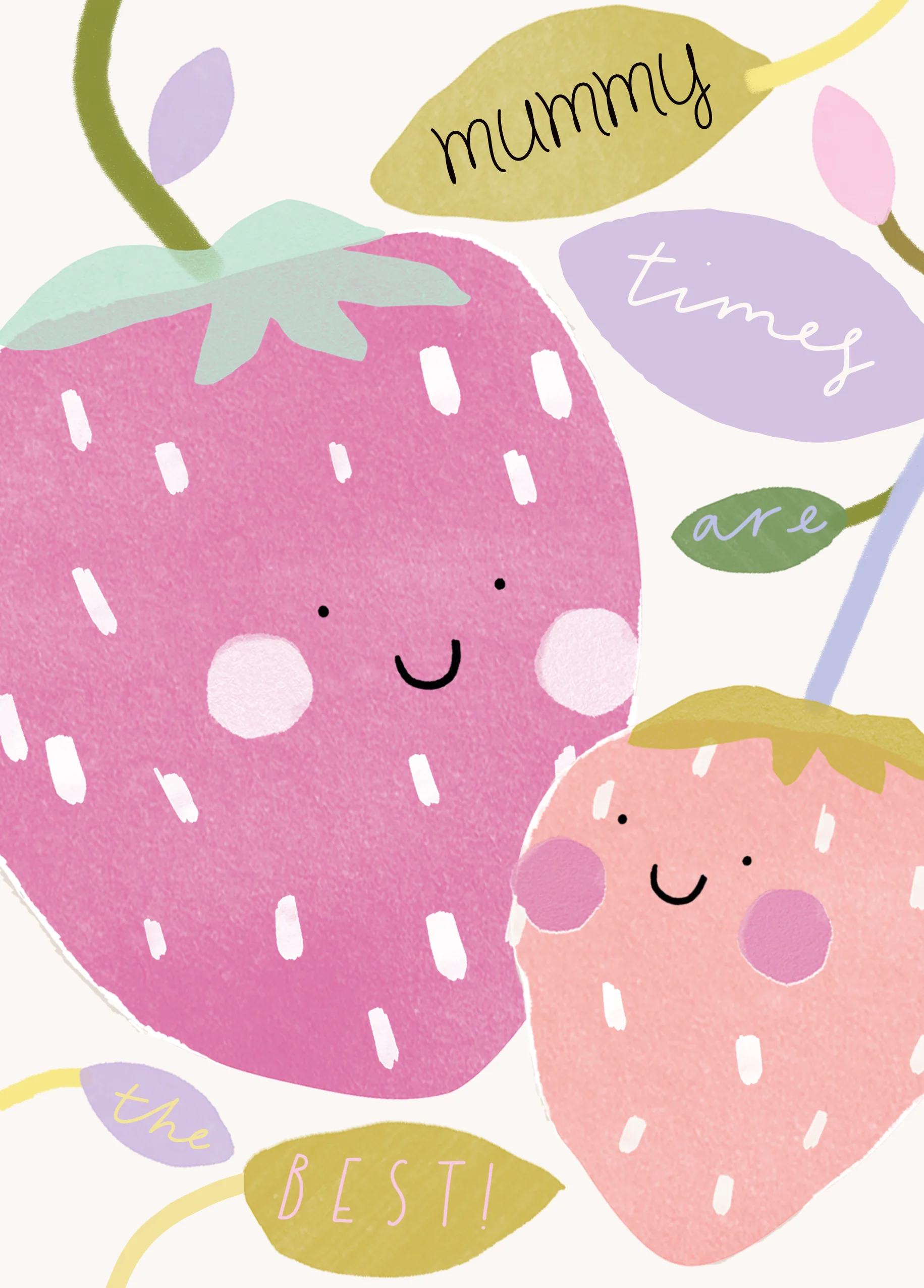 Personalised Cute Colourful Strawberry Smiles Mother's Day Card For Mummy