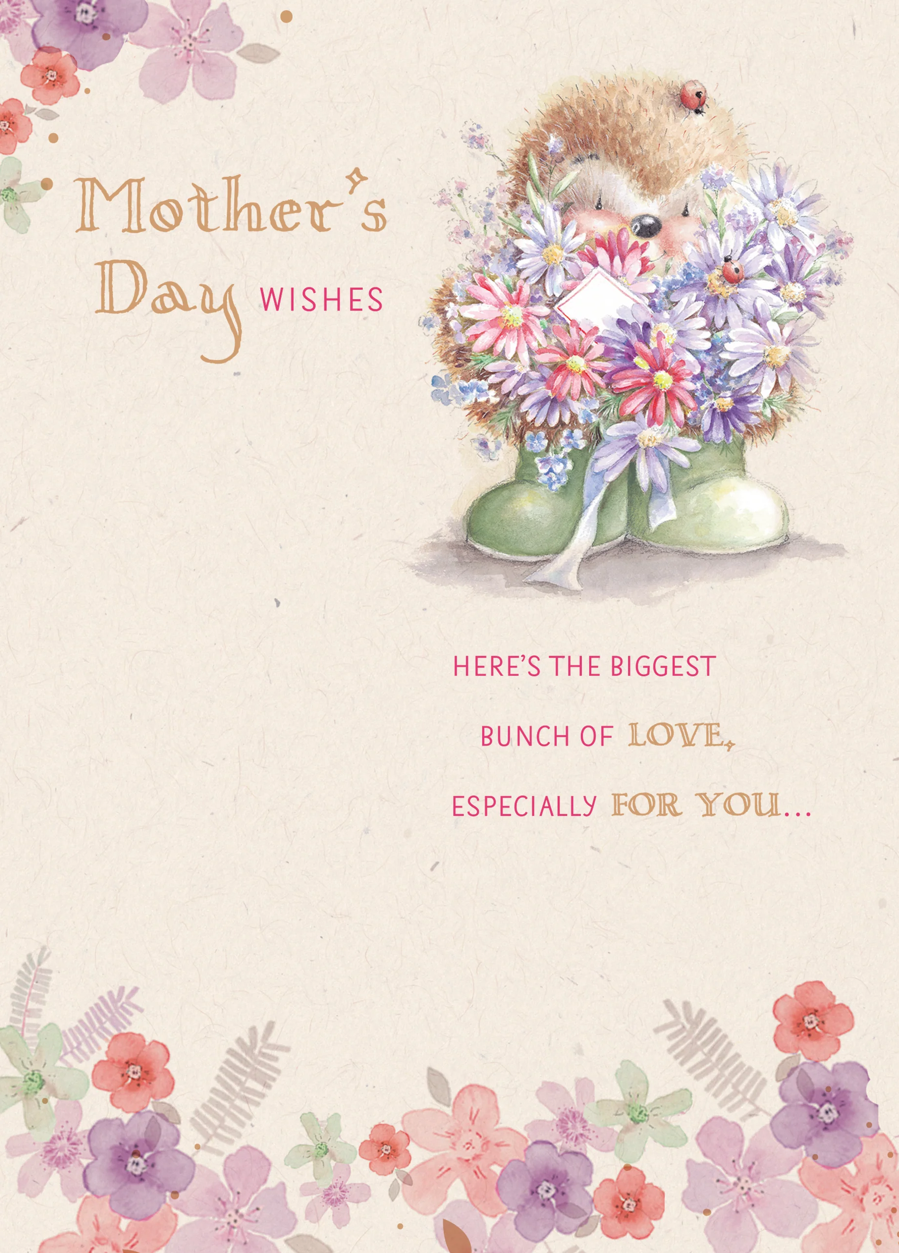 Personalised Cute Country Companions Flowers Mother's Day Card