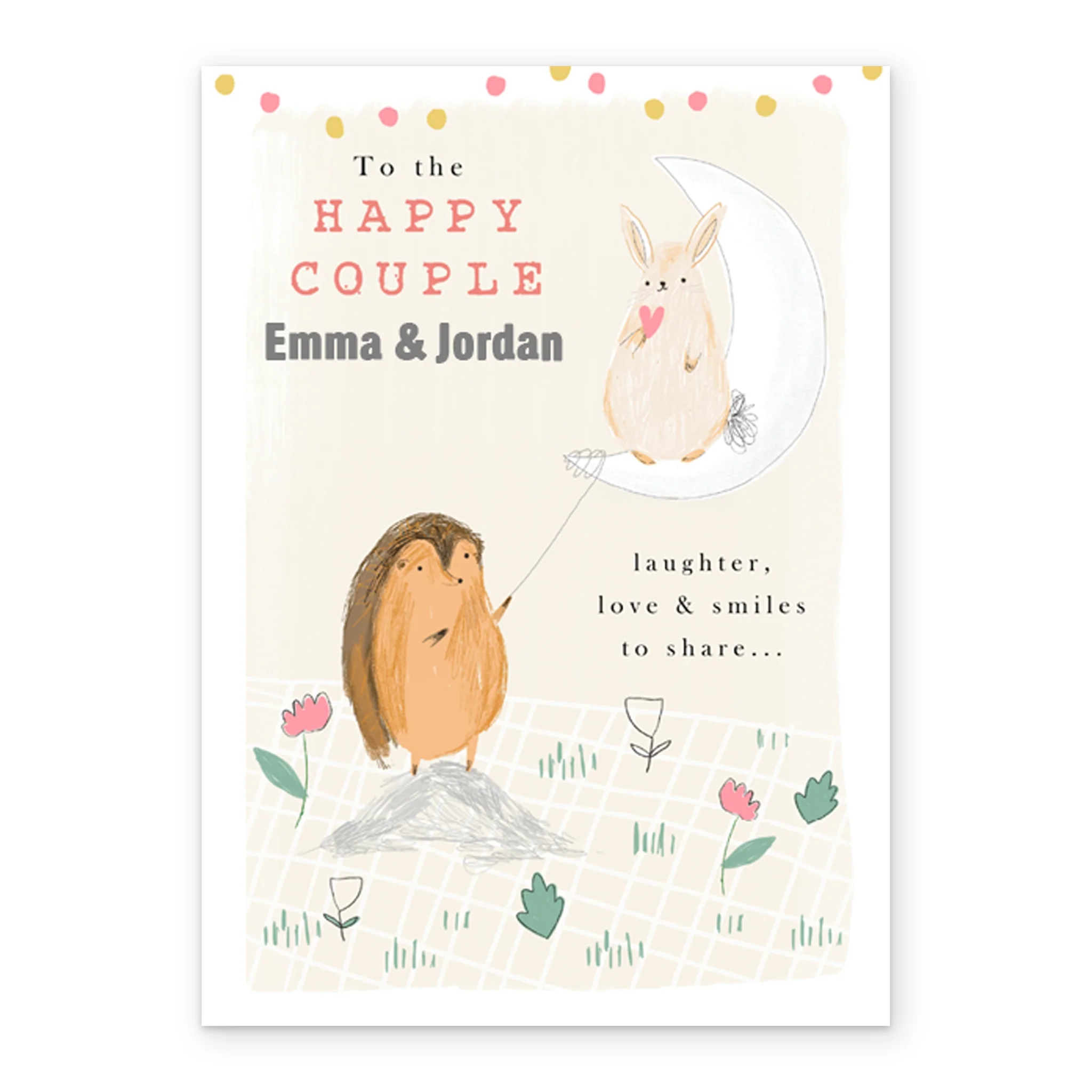 Personalised Cute Couple & Animals Wedding Card - Image 2