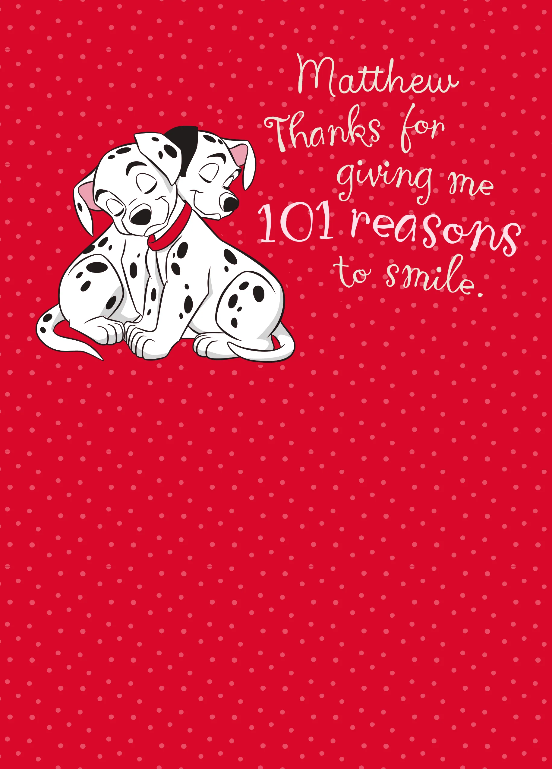 Personalised Cute Disney 101 Dalmatians Valentine's Day Card