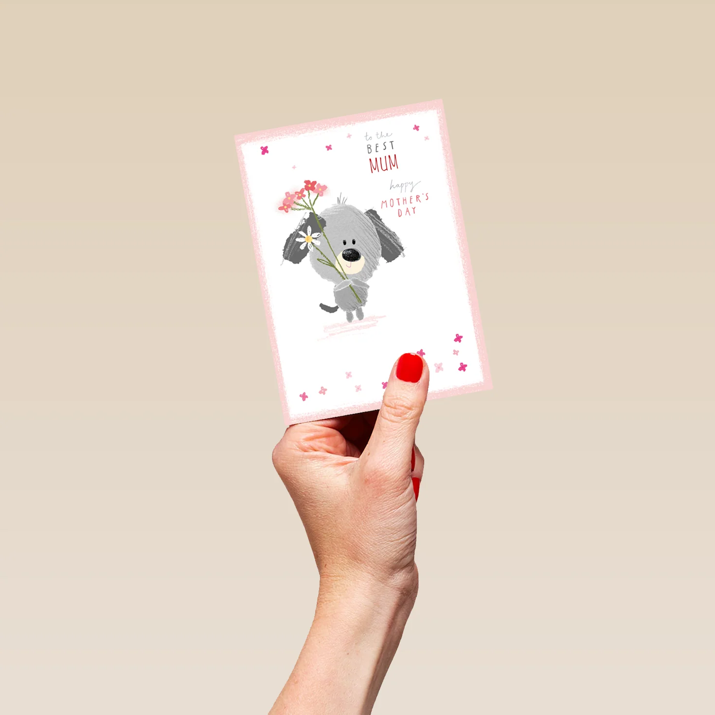 Personalised Cute Doggy With Flowers Mother's Day Card - Image 4