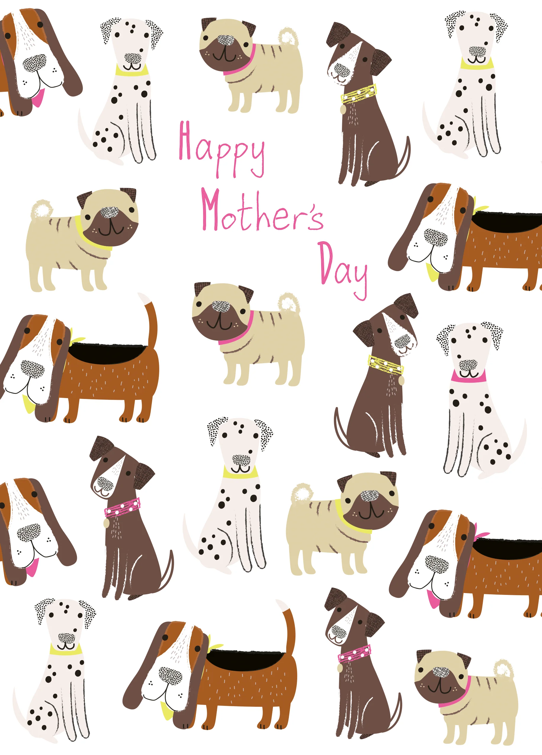 Personalised Cute Dogs Happy Mothers Day Mother's Day Card