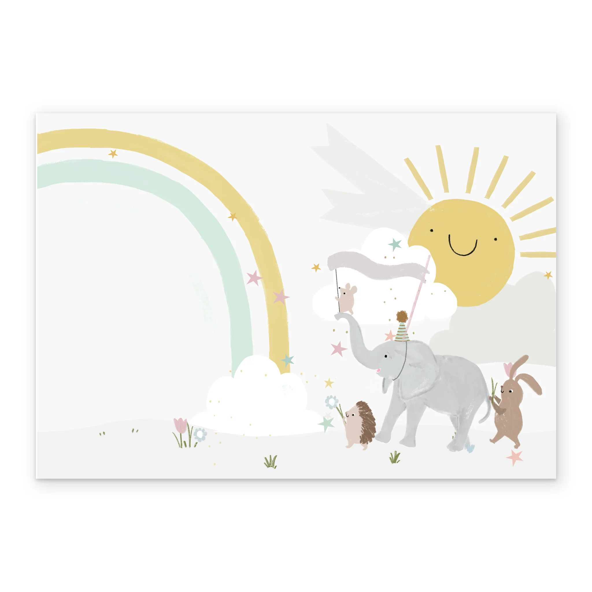 Personalised Cute Editable Christening Congratulations Card with Animals - Image 3