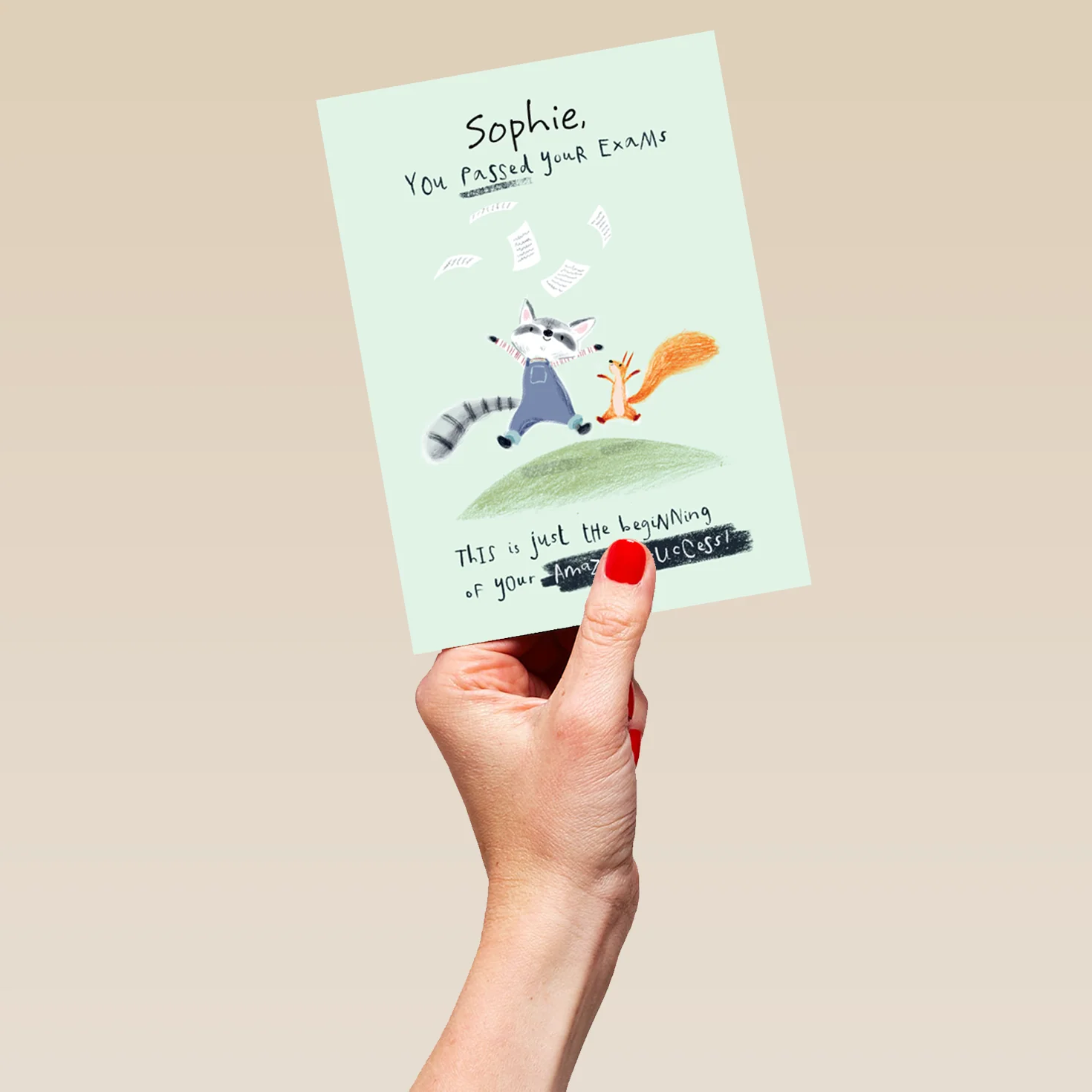 Personalised Cute Editable Exam Congratulations Card - Image 5