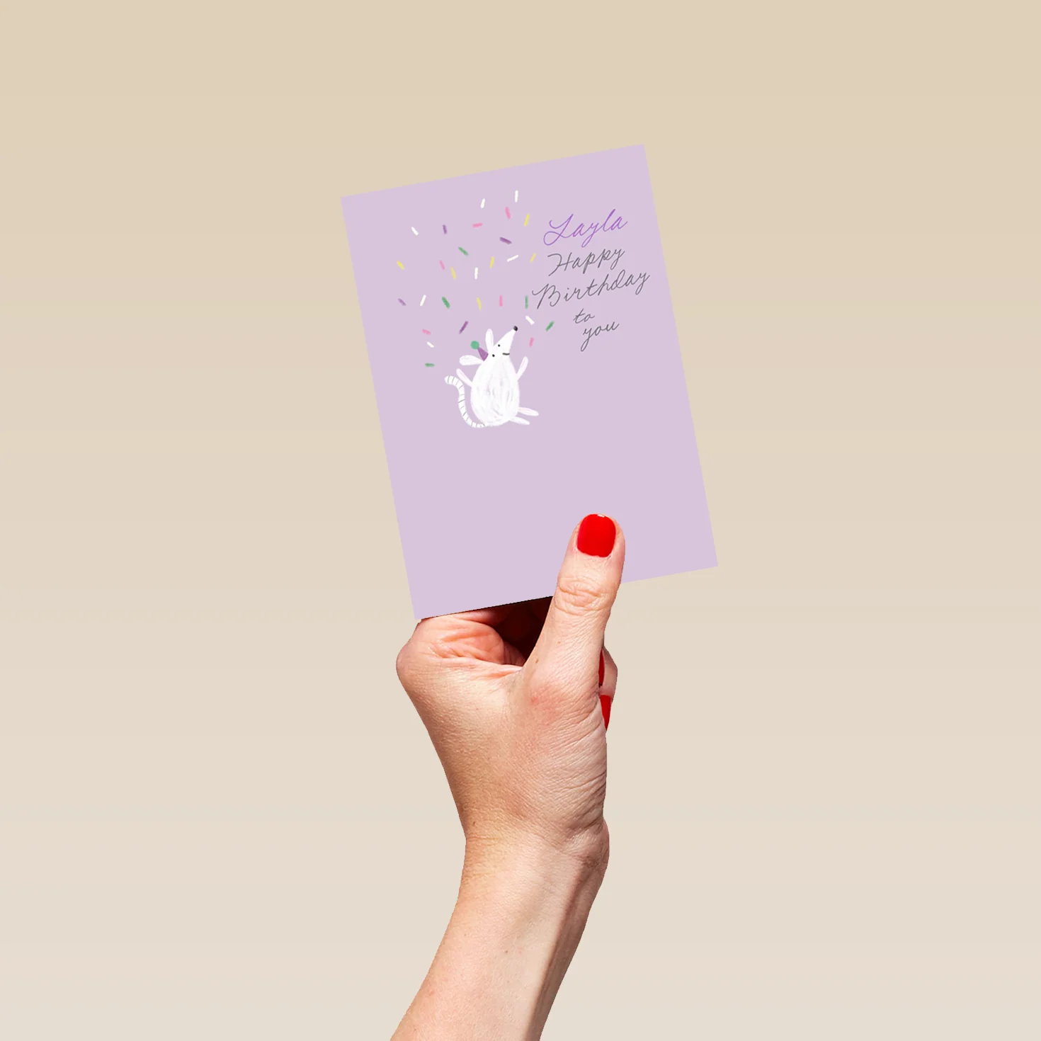 Personalised Cute Editable Mouse In Party Hat Birthday Card - Image 4