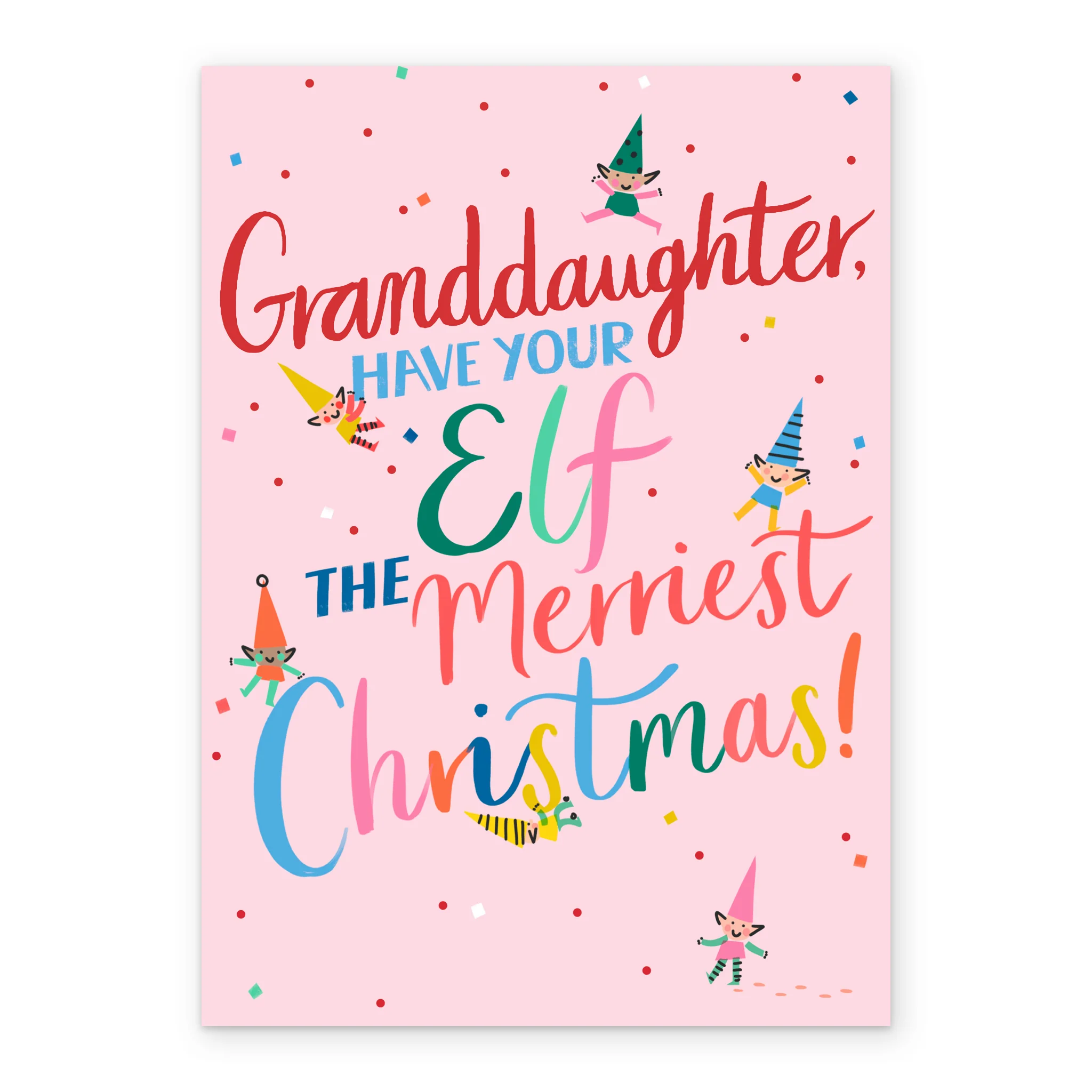 Personalised Cute Elf Christmas Card For Granddaughter - Image 2